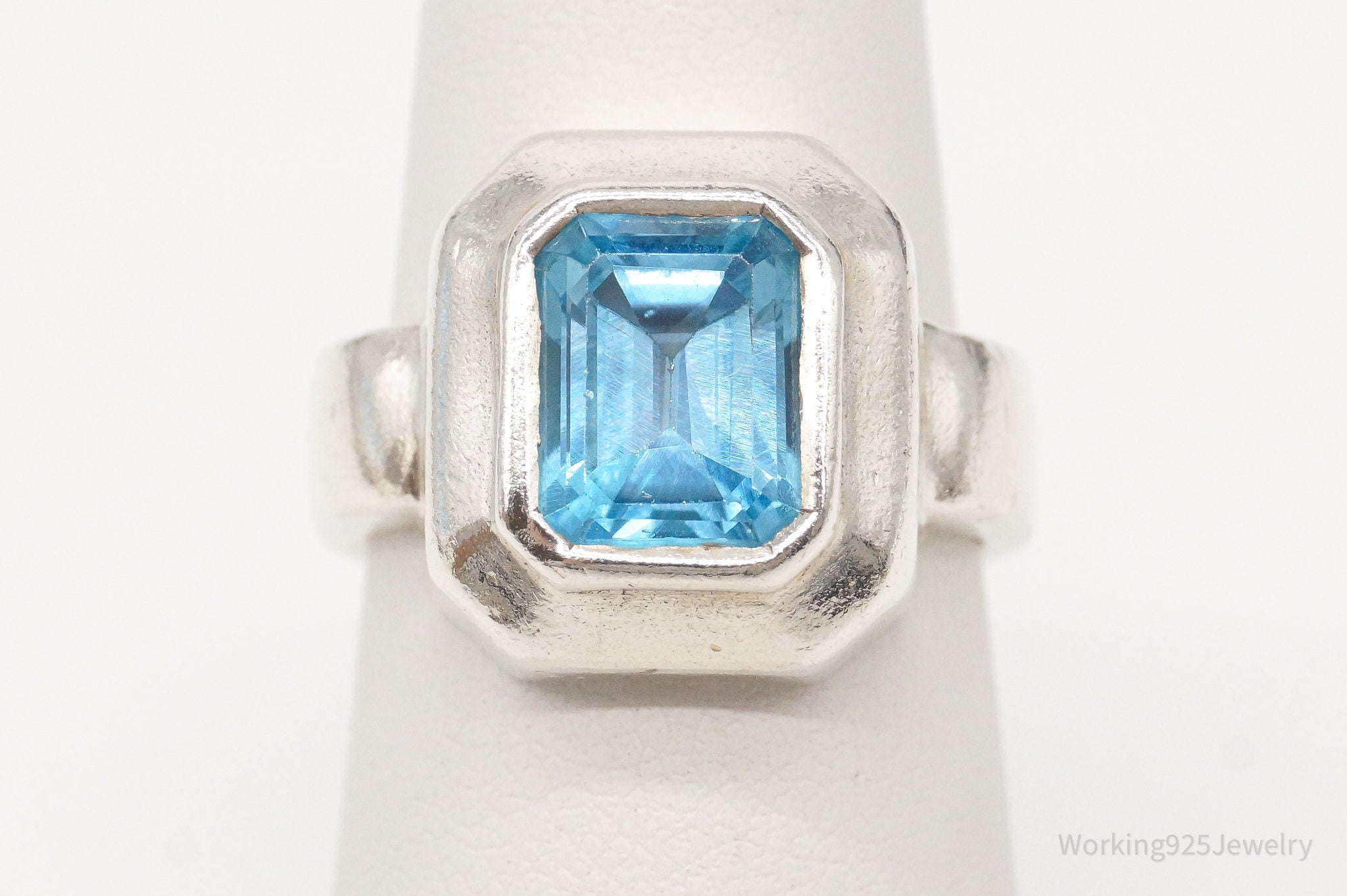 Vintage Designer Boma Blue Topaz Sterling Silver Ring - Size 5.75