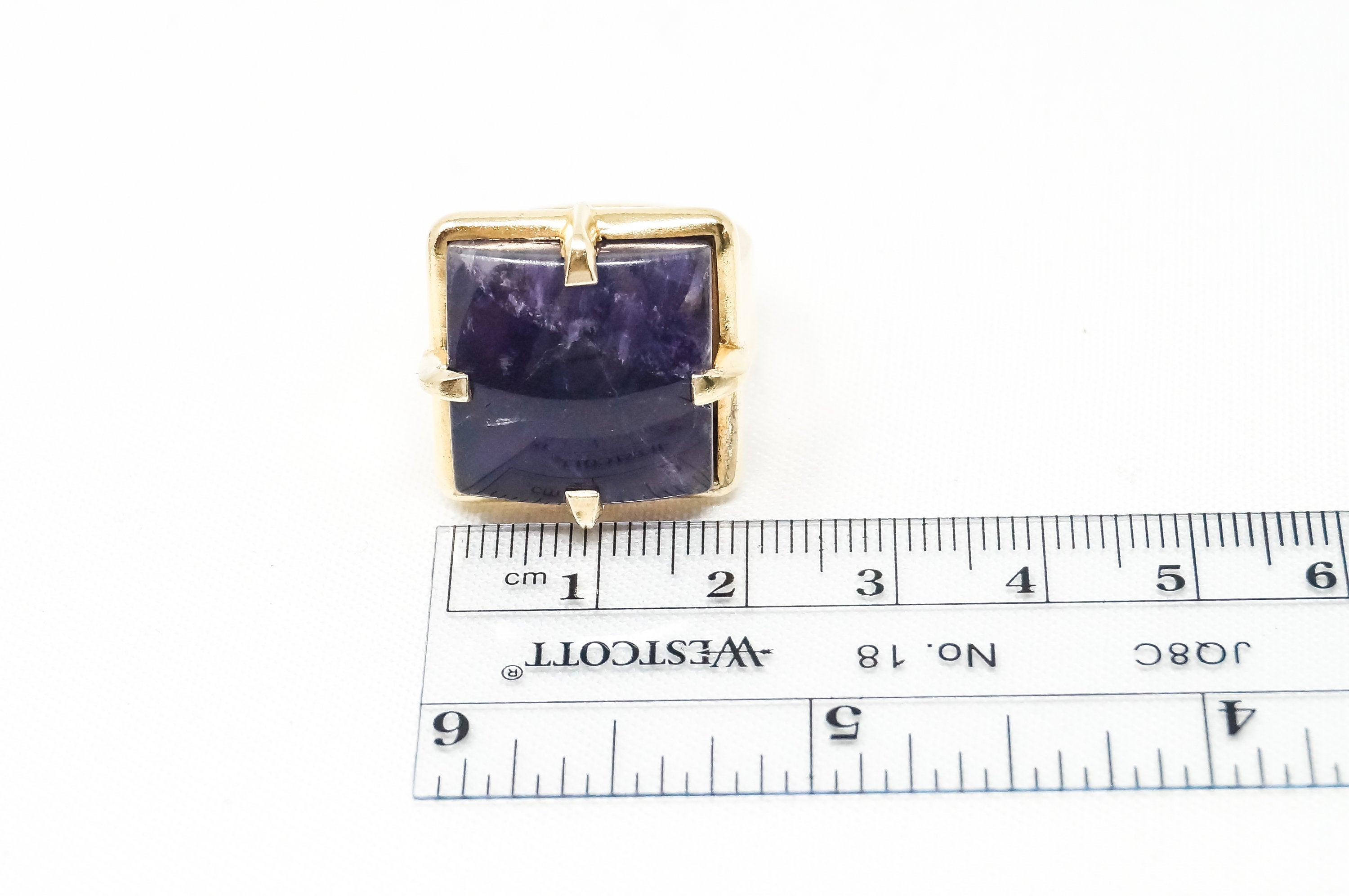 Vintage Designer Baluba Amethyst Gold Vermeil Sterling Silver Ring - Sz 7.5