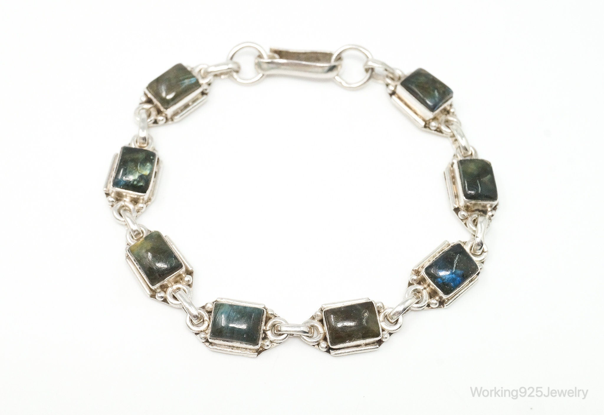 Vintage Labradorite Sterling Silver Bracelet