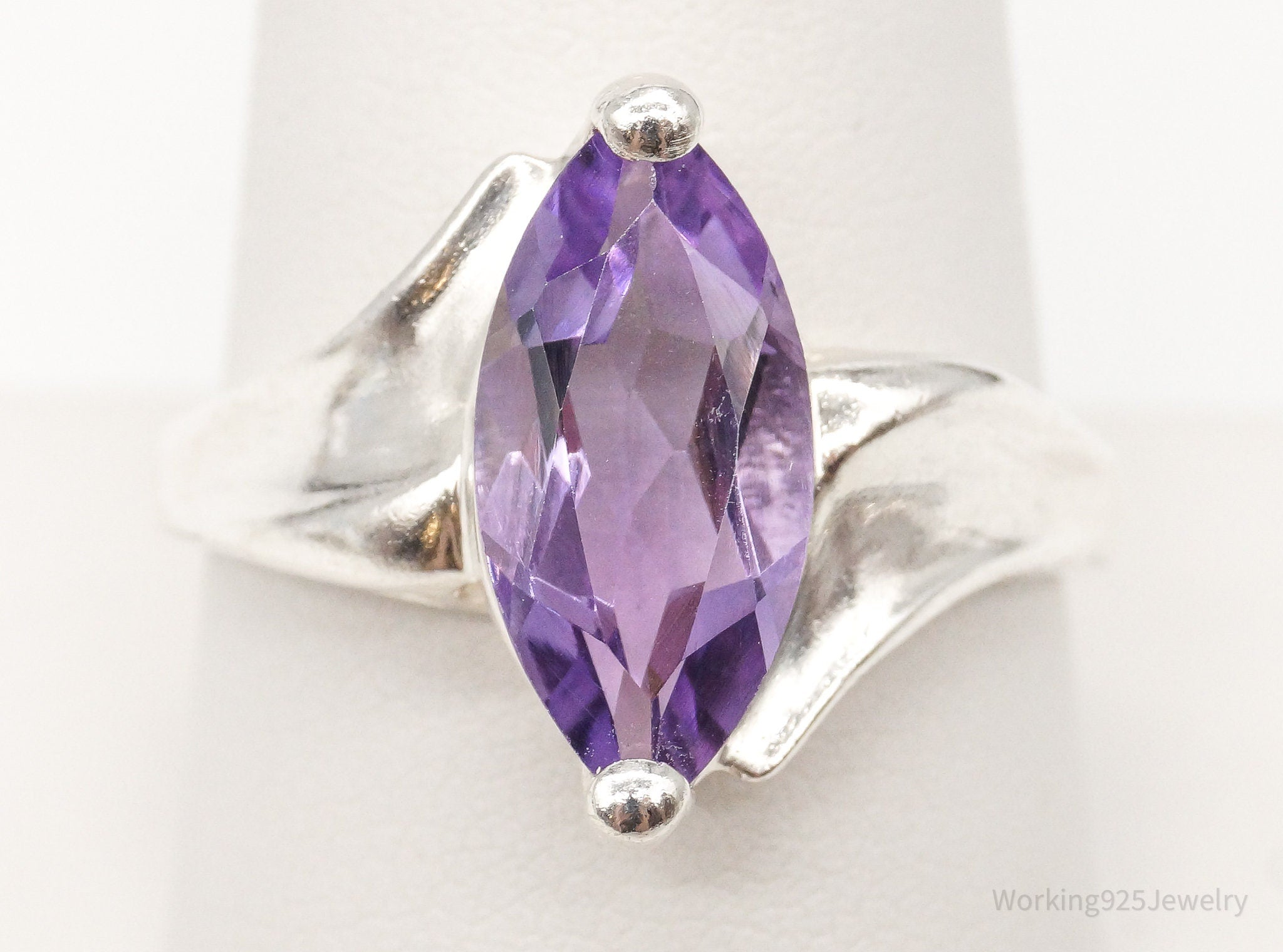 Vintage Amethyst Sterling Silver Ring - Size 10