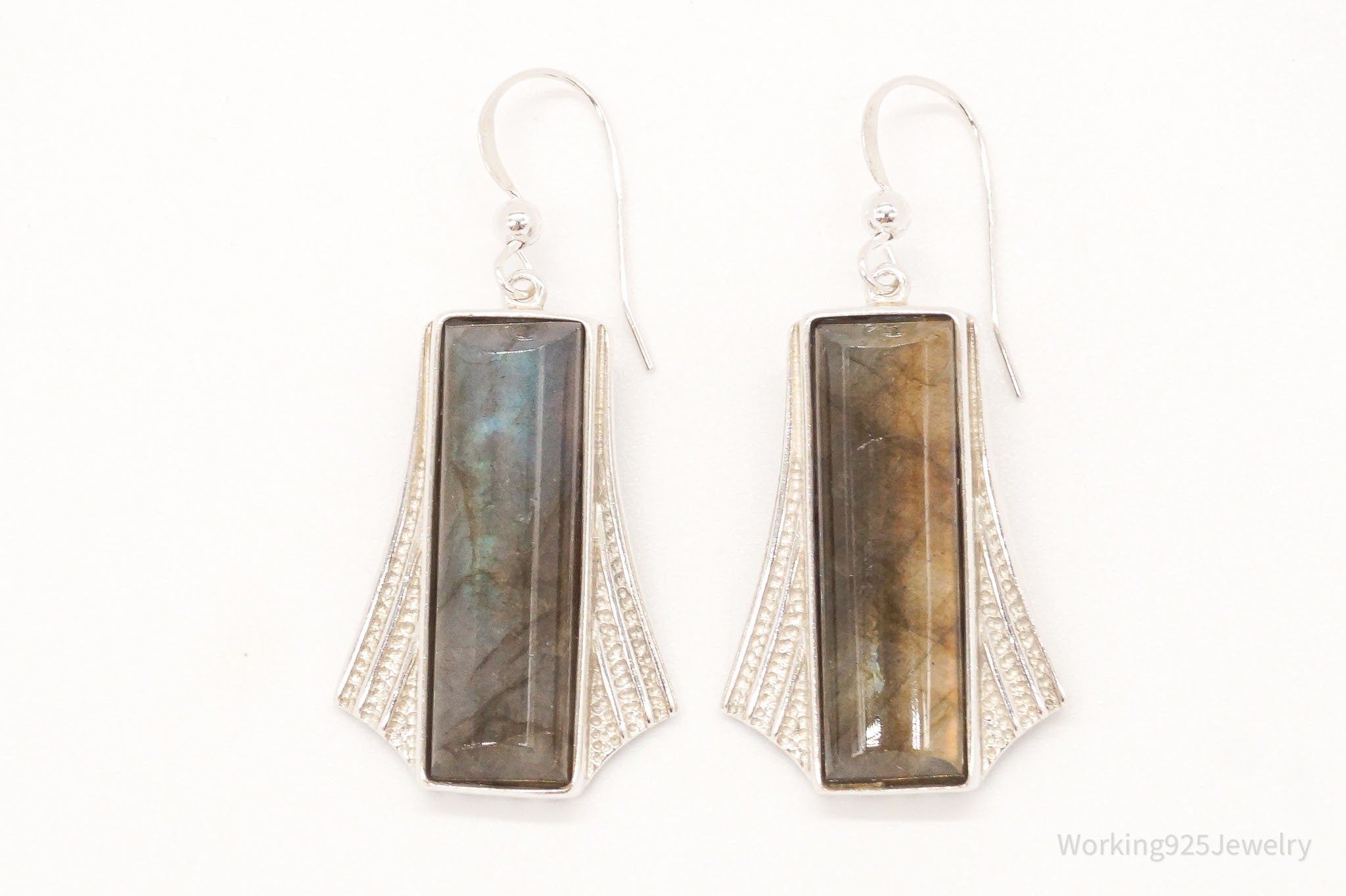 Vintage Designer DTR Labradorite Sterling Silver Earrings