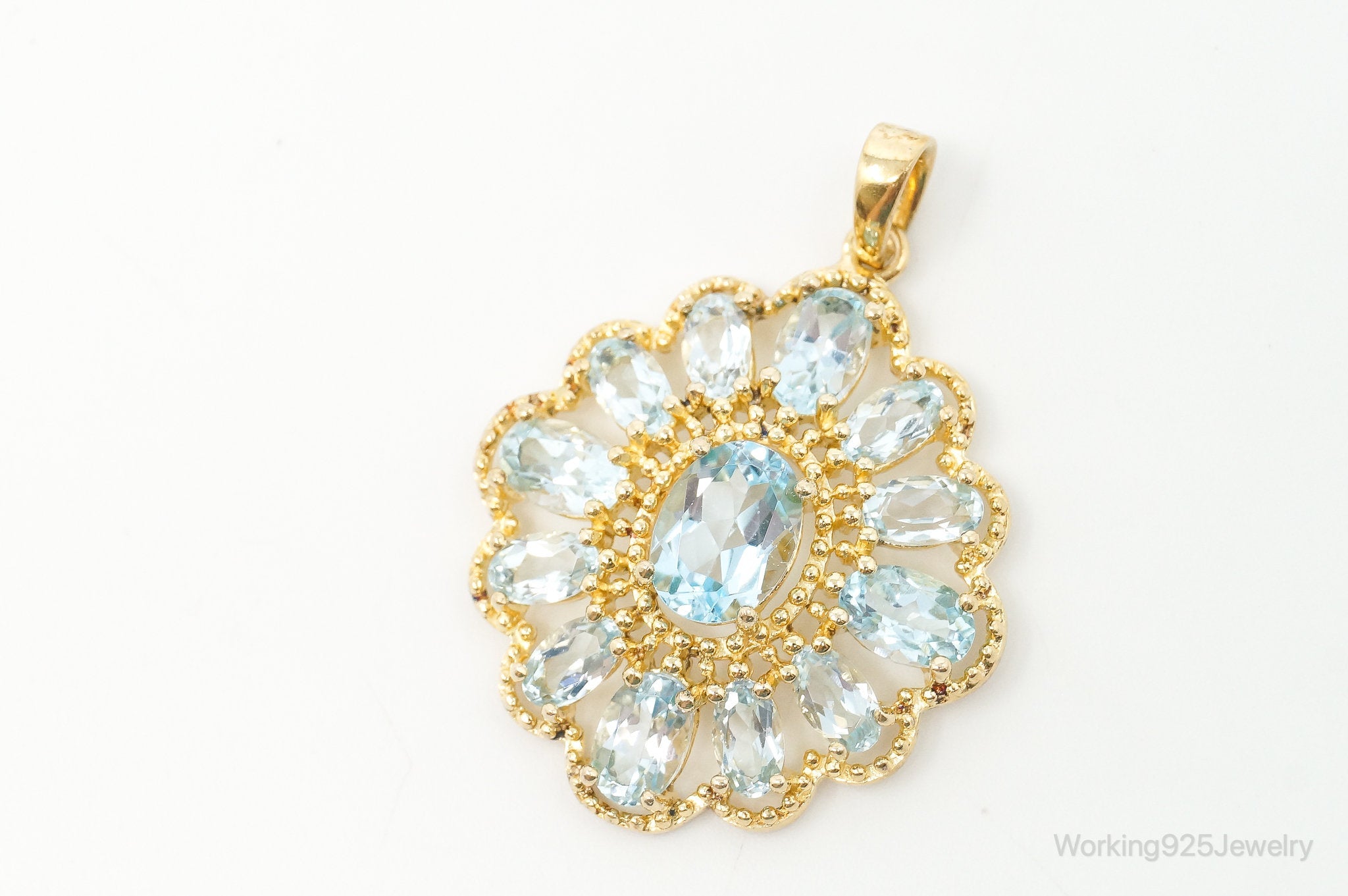 Designer Ross Simons Blue Topaz Gold Over Sterling Silver Pendant