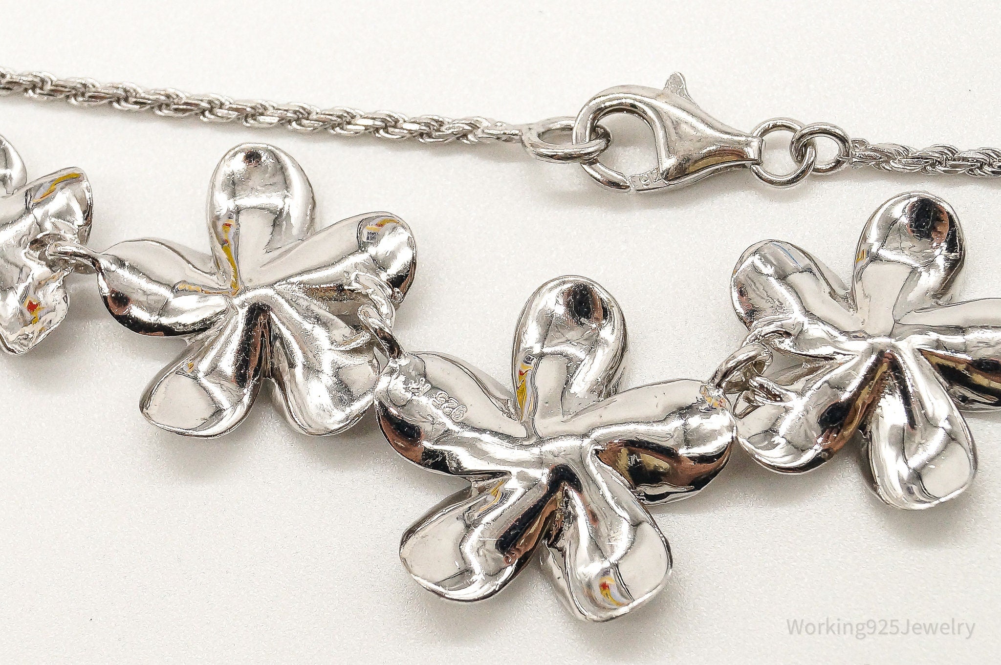 Designer Cubic Zirconia Sterling Silver Flower Necklace