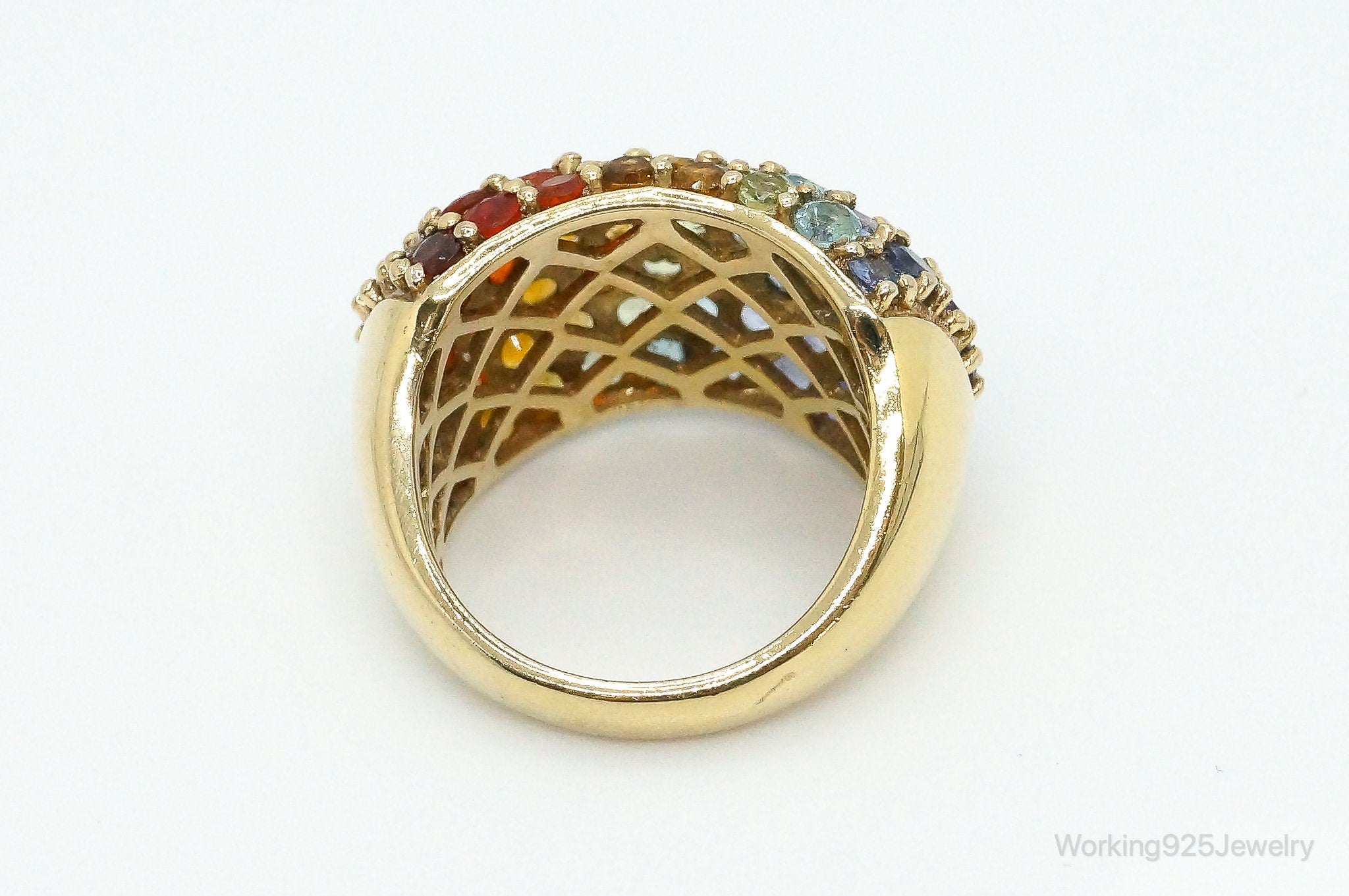 Multi Gemstone Gold Vermeil Sterling Silver Ring - Size 7