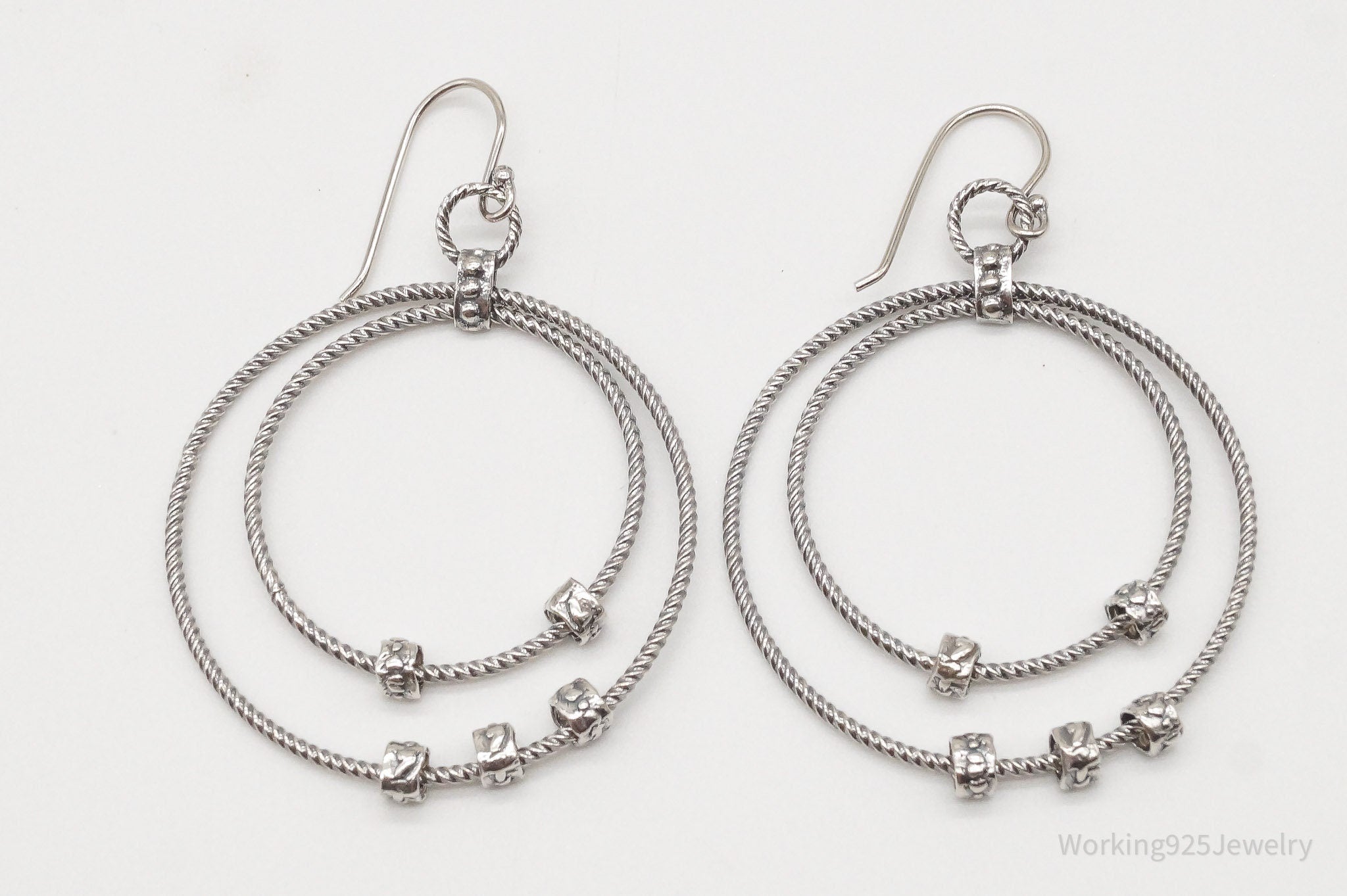 Vintage Designer Silpada Retired Double Rings Sterling Silver Earrings