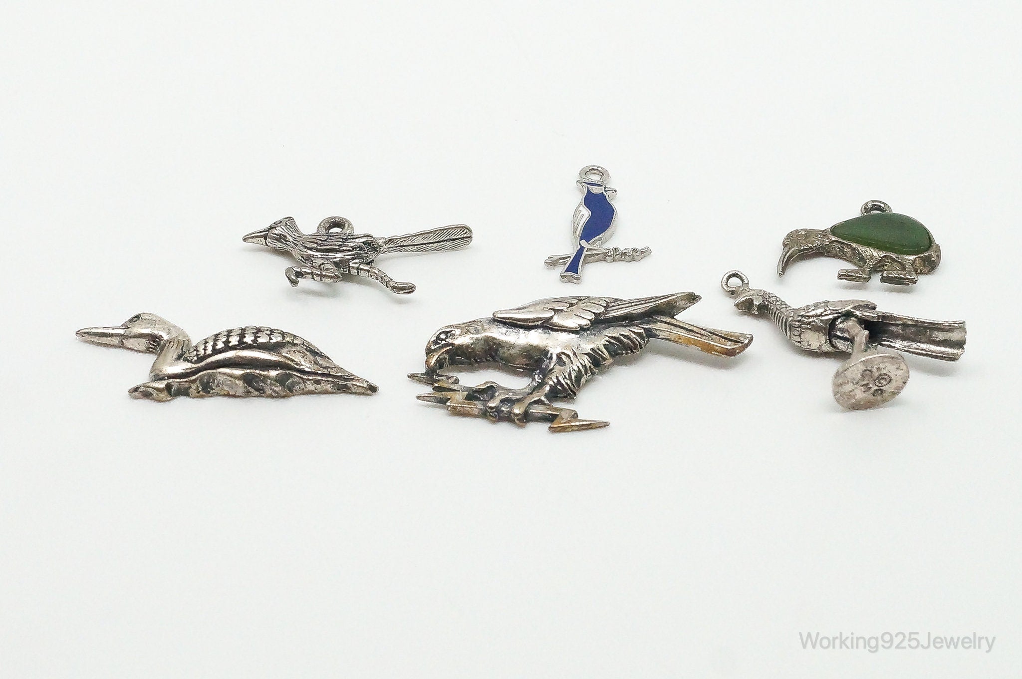 Antique Vintage Birds Sterling Silver Charms Lot