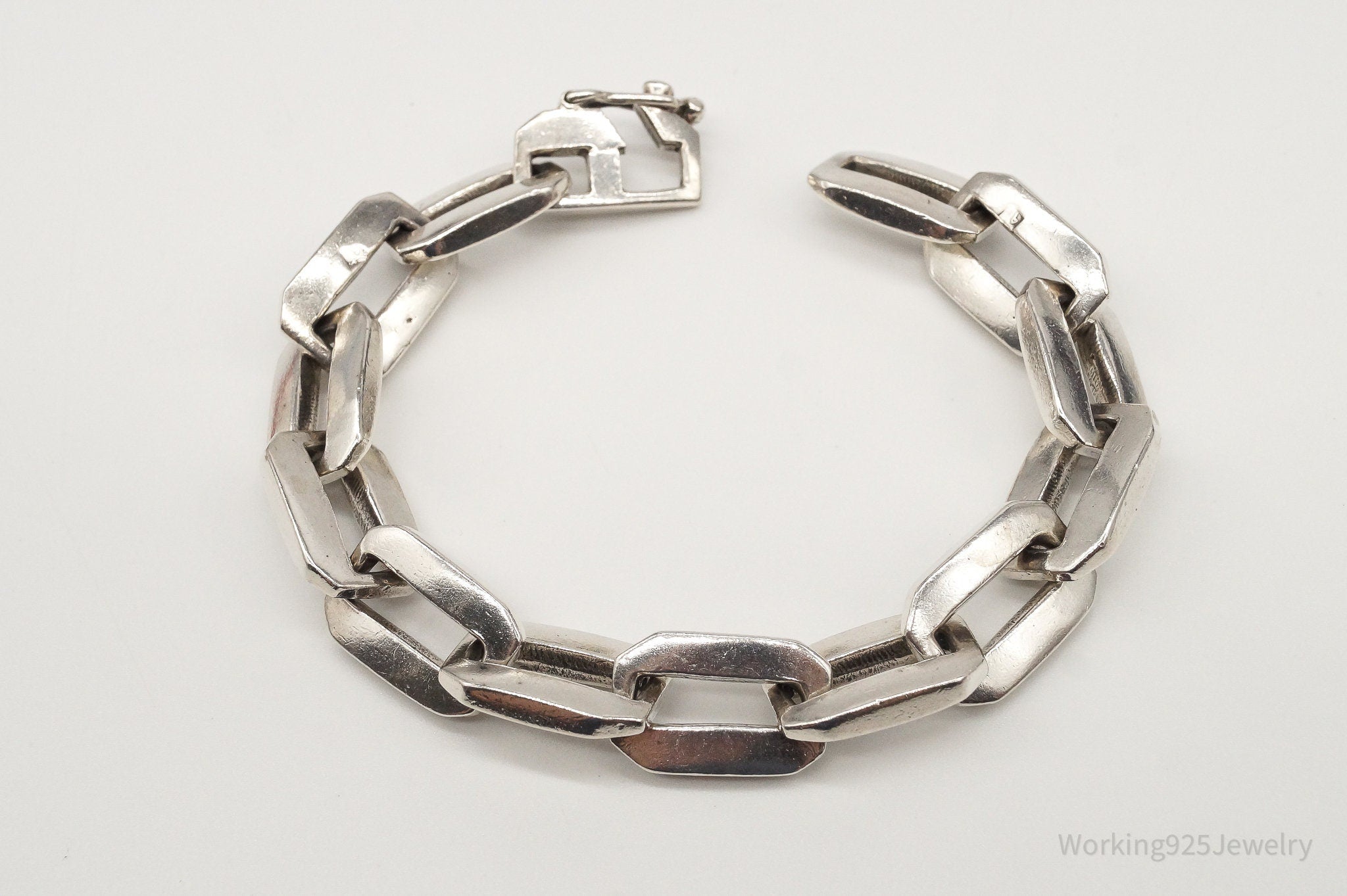 Vintage Egyptian Chain Link Silver Bracelet