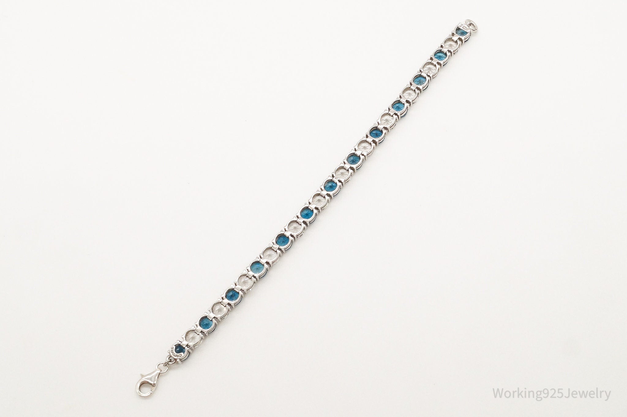 Blue & White Topaz Sterling Silver Bracelet