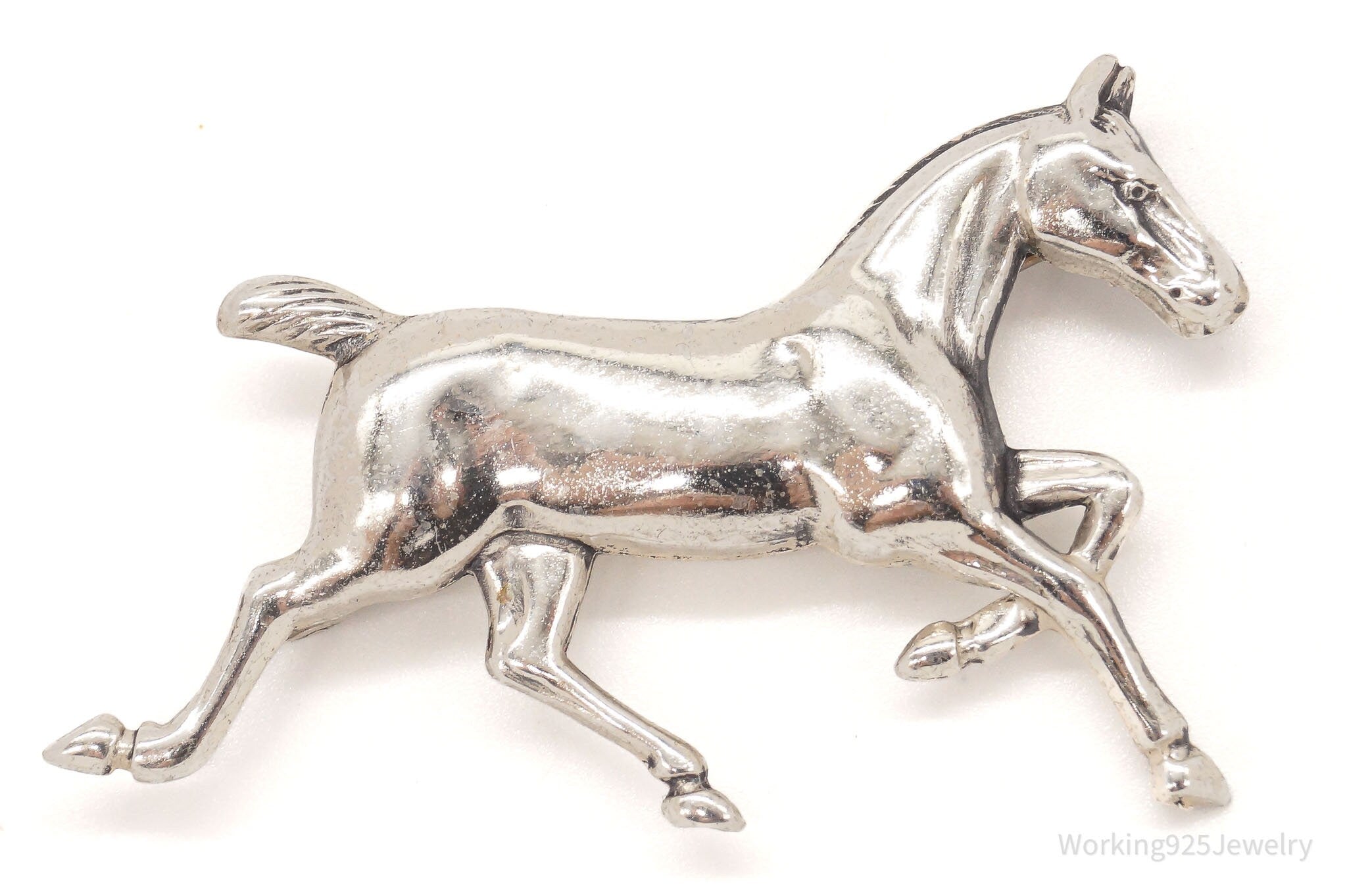 Antique Horse Sterling Silver Brooch Pin