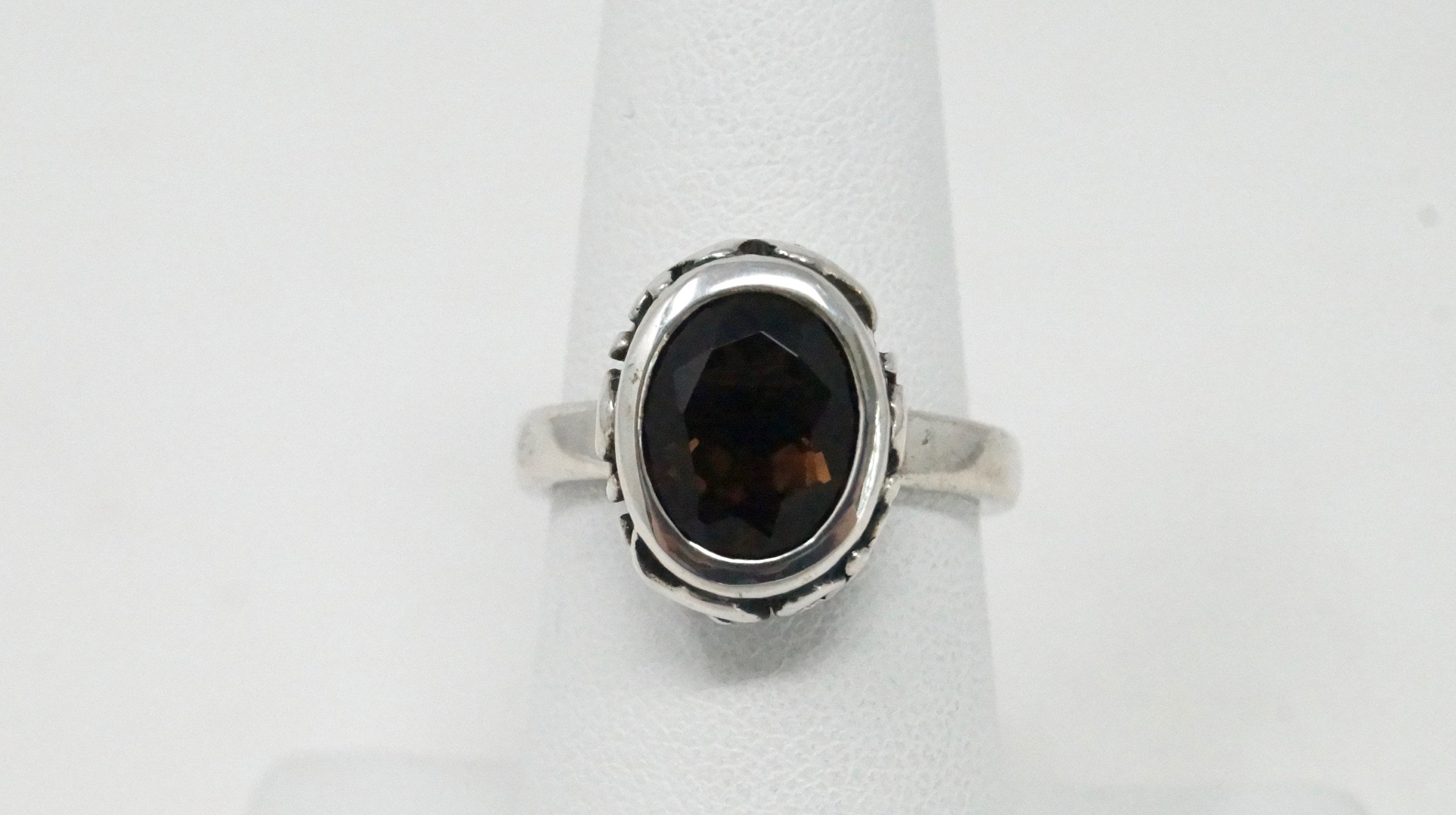 Vintage Designer Silpada Smoky Topaz Scroll Sterling Silver Ring Retired Size 7