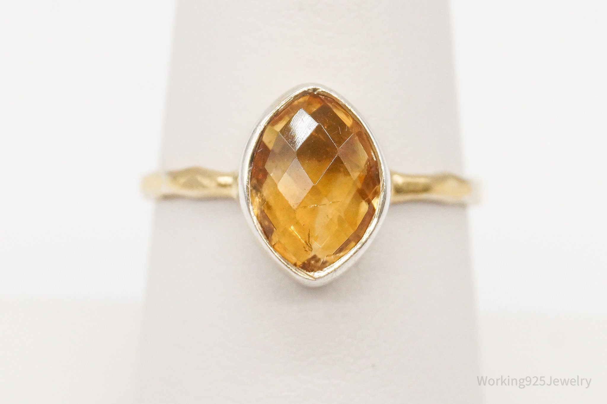 Citrine Gold Vermeil Sterling Silver Ring - Size 7.25