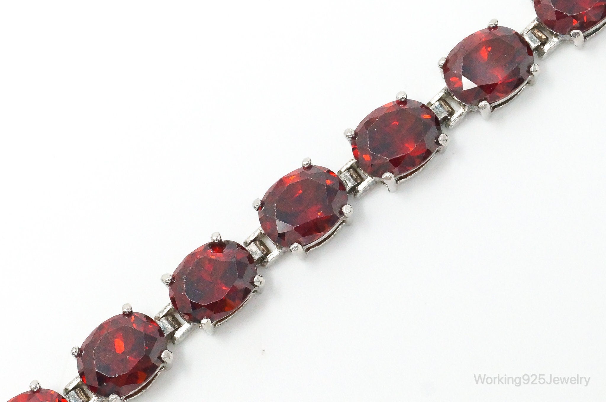 Vintage Garnet Sterling Silver Bracelet