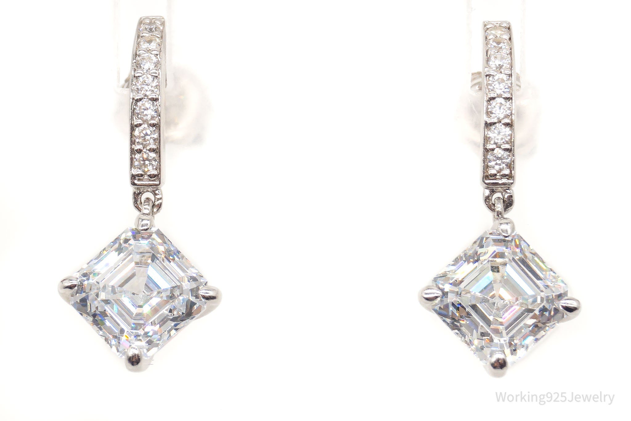 Designer Daniel K Simulated Diamond Rhodium Finish Sterling Silver Earrings