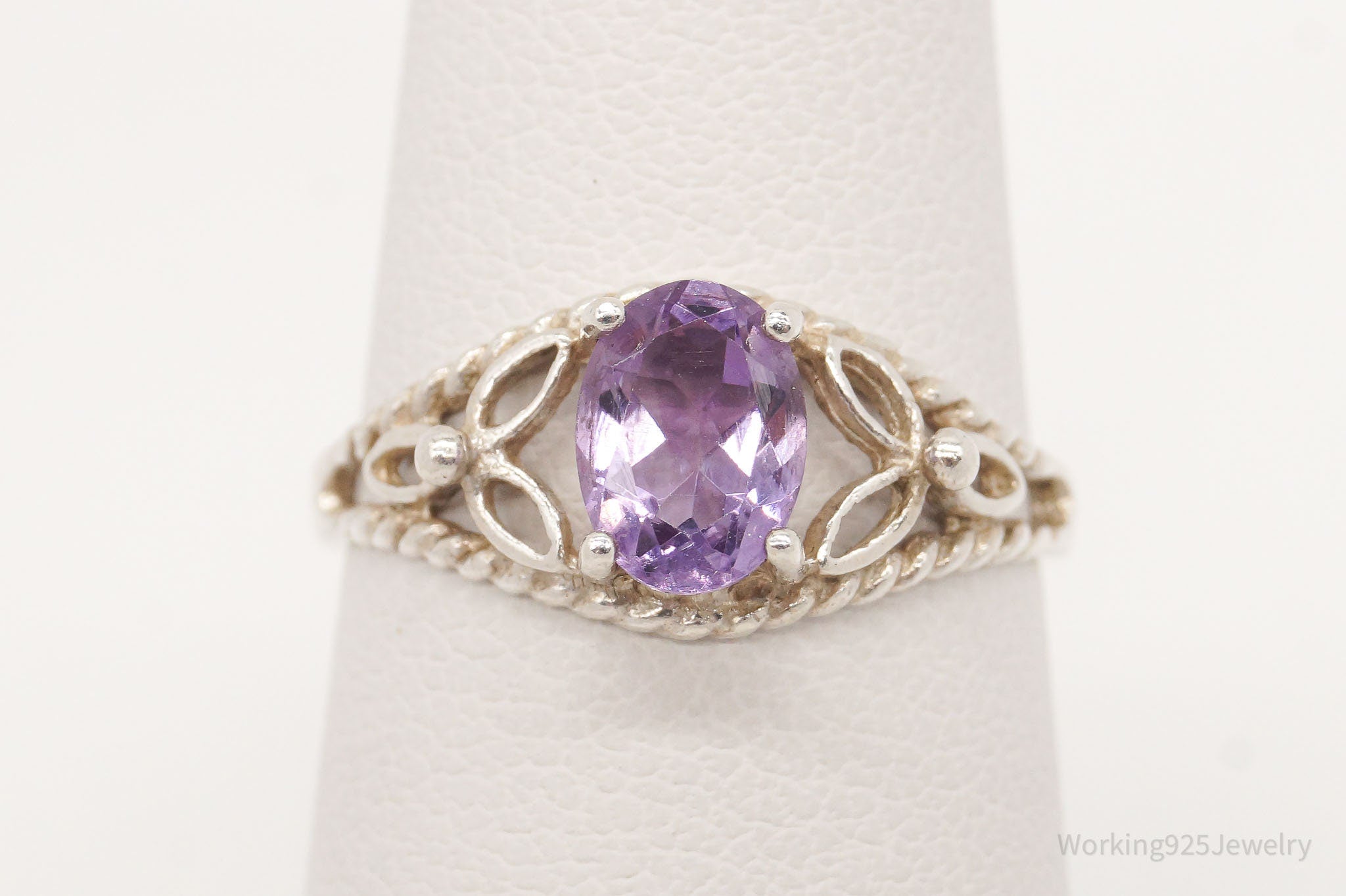 Vintage Avon Amethyst Sterling Silver Ring - Size 5.75