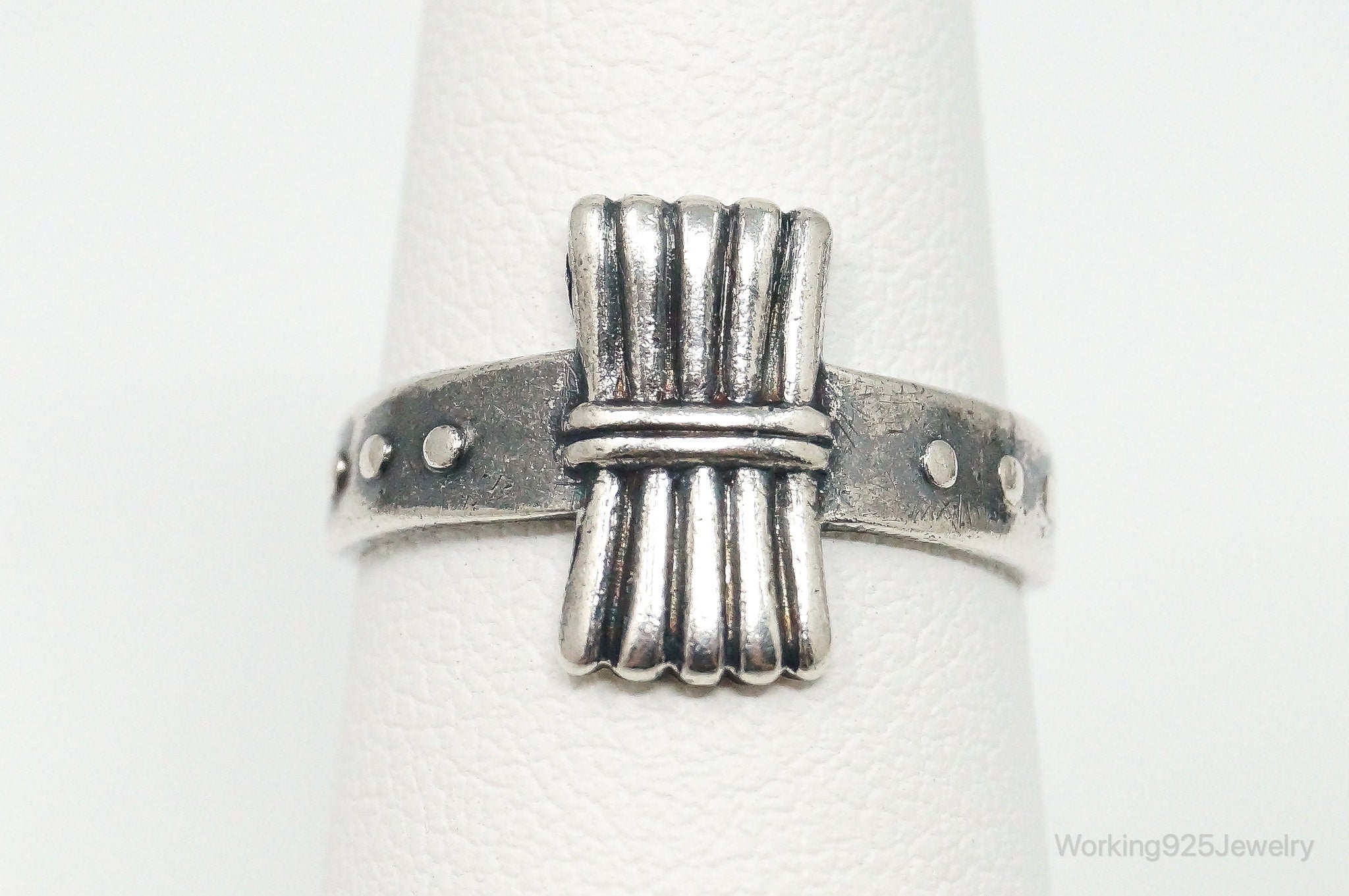 Antique Designer J.J. White Mfg Co Campfire Girls Sterling Silver Ring -Size 5.5