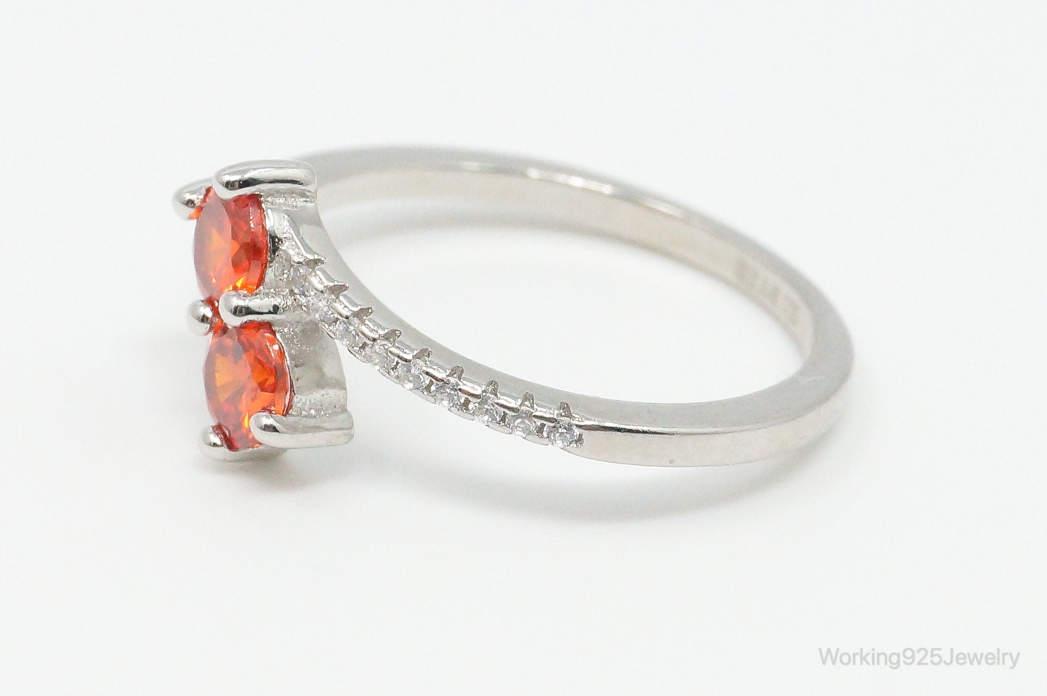 Orange Topaz Cubic Zirconia Sterling Silver Ring - Size 8.75