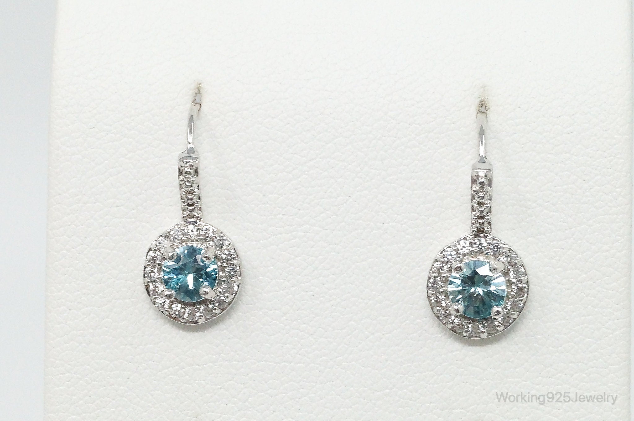 Blue Topaz Cubic Zirconia Sterling Silver Earrings