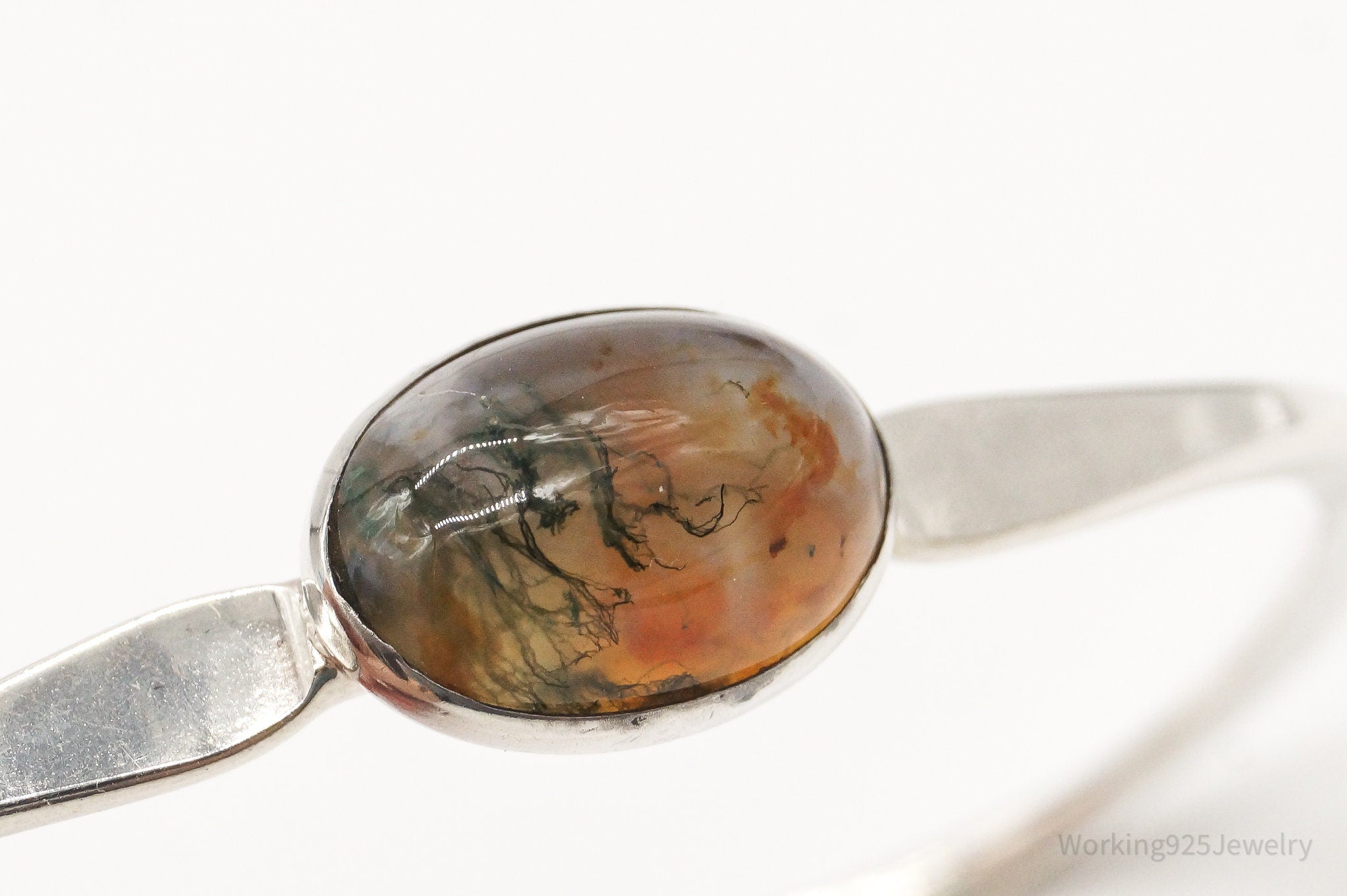 Vintage Agate Sterling Silver Cuff Bracelet