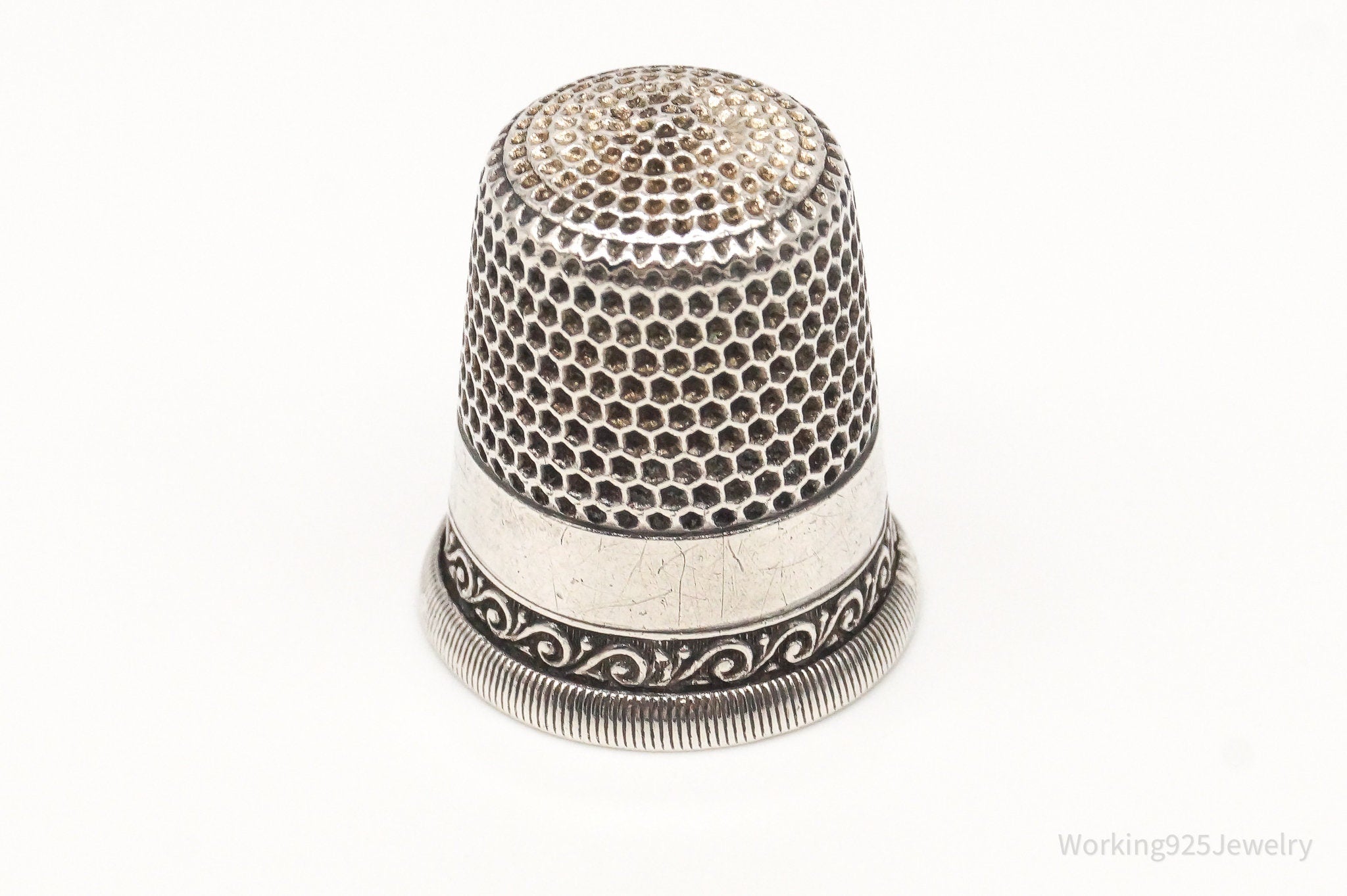 Antique Waite Thresher Dome Sterling Silver Thimble Size 11