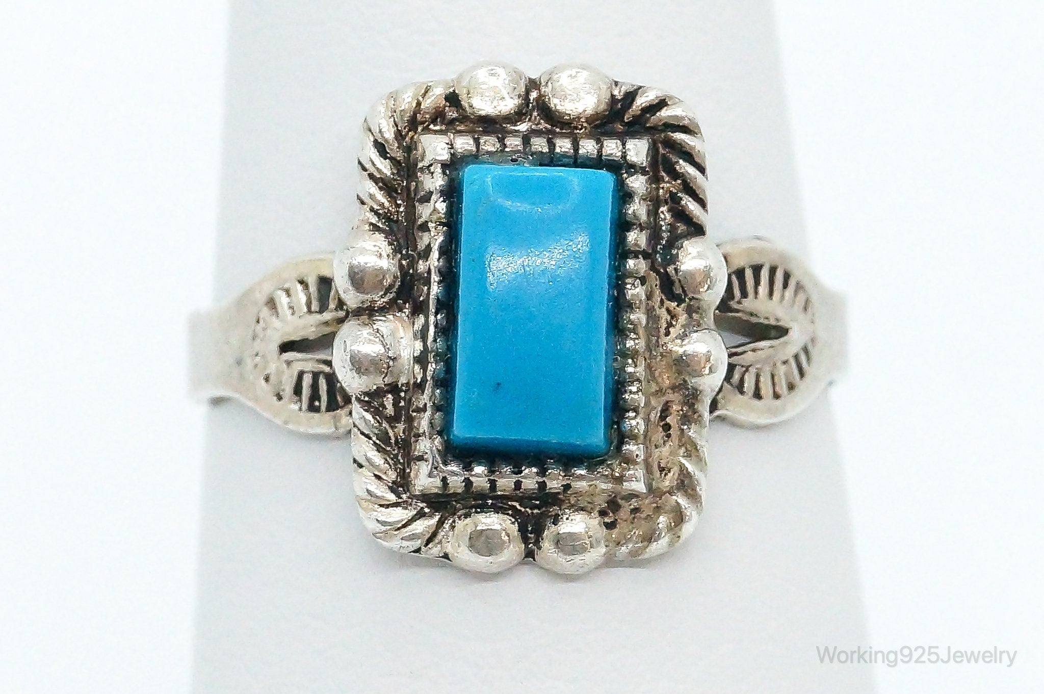 Vintage Designer Joseph Esposito ESPO Turquoise Sterling Silver Ring - Size 6