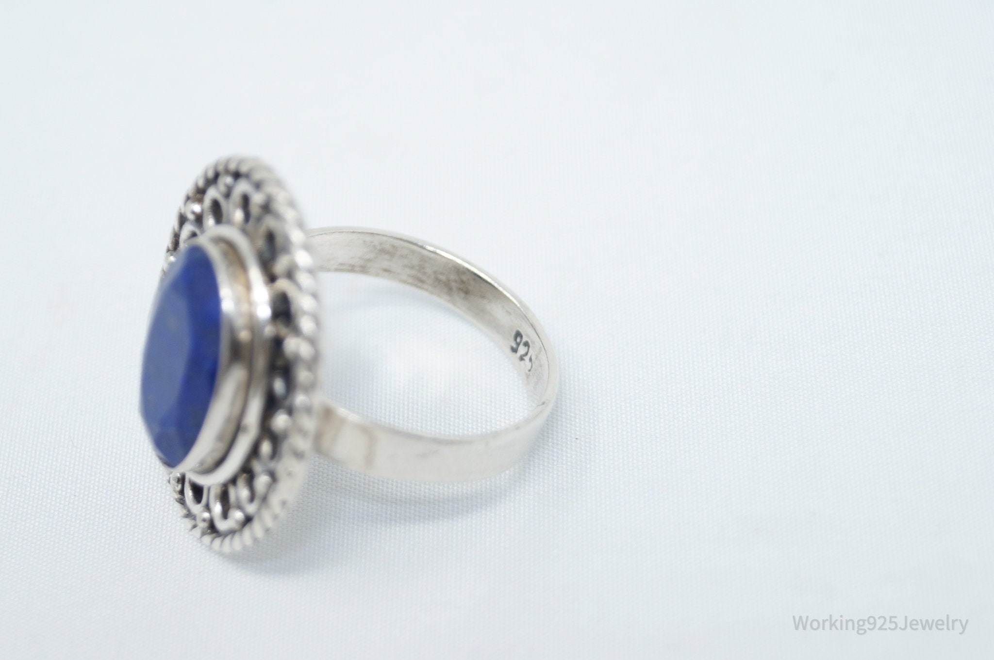 Vintage Blue Lapis Lazuli Southwestern Sterling Silver Ring - Size 8