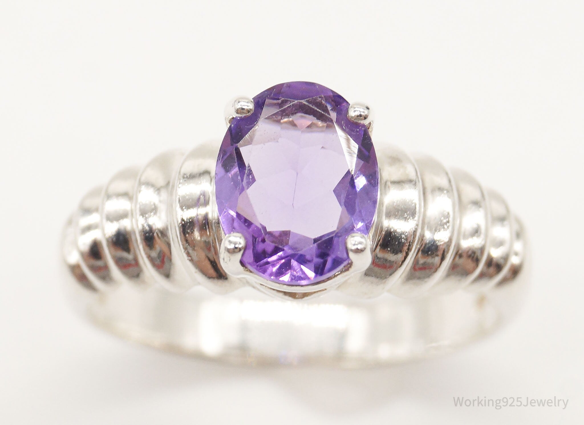 Vintage Amethyst Sterling Silver Ring - Size 9