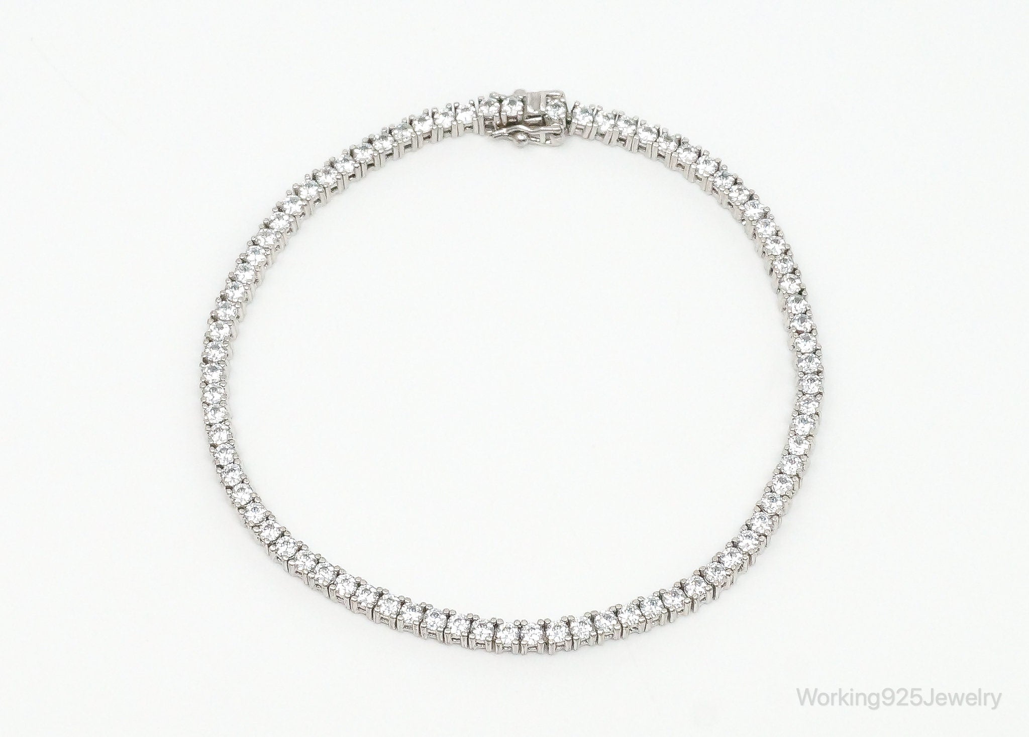 Vintage Cubic Zirconia Sterling Silver Tennis Bracelet