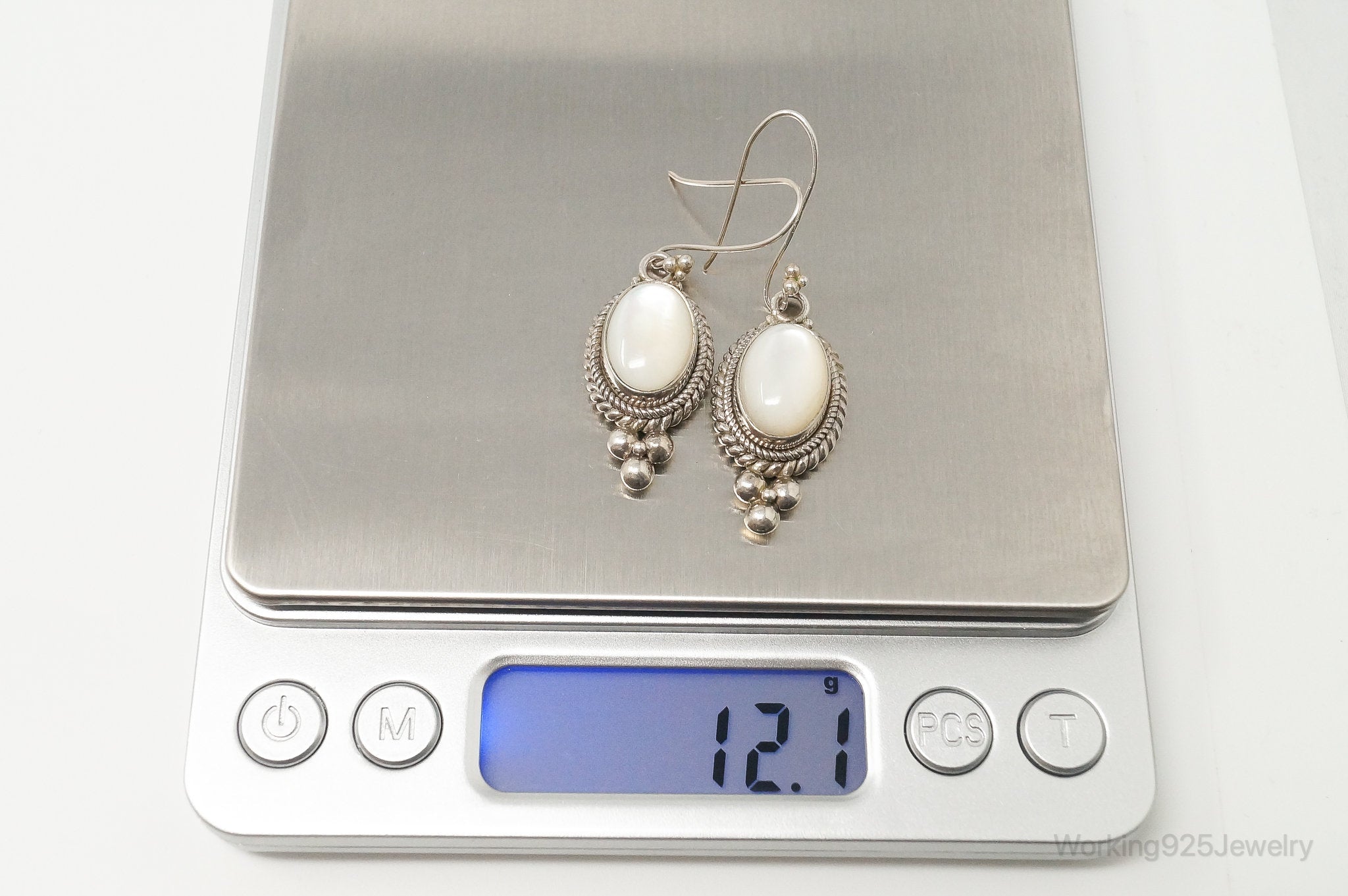 Designer BA Suarti Mother Of Pearl Bali Inspired Sterling Silver Earrings