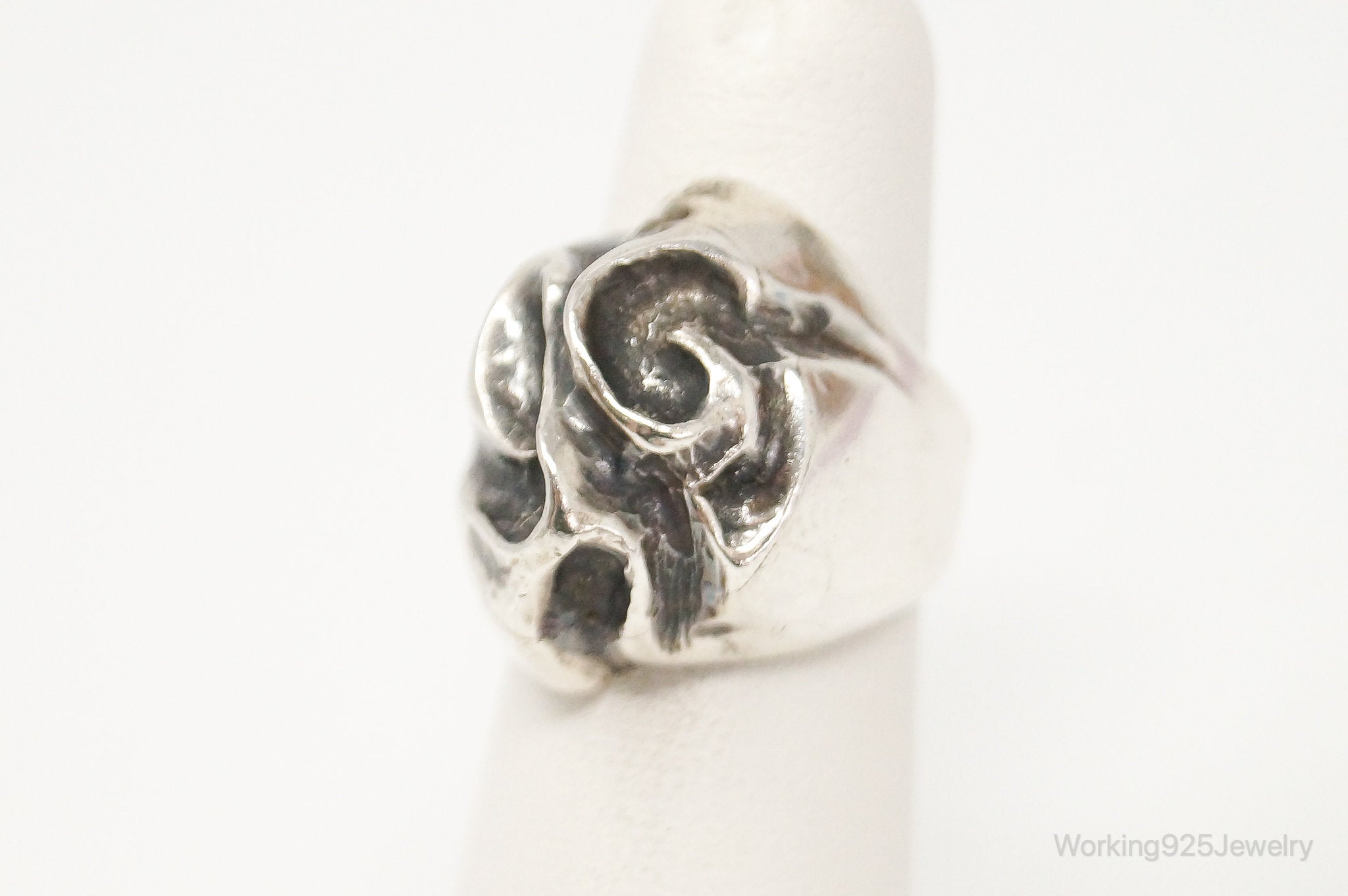 Vintage Brutalist Style Sterling Silver Ring Size 4.25