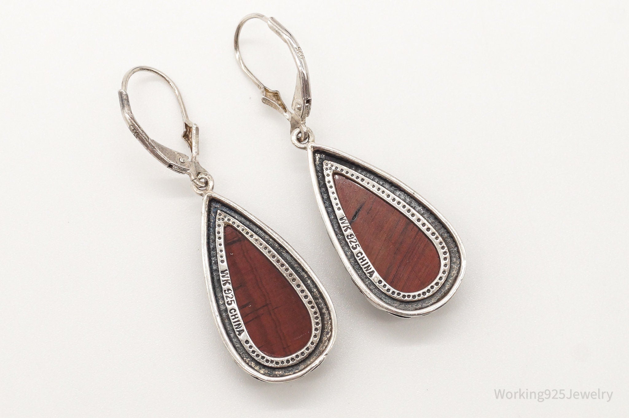 Designer Whitney Kelly WK Red Tigers Eye Sterling Silver Earrings