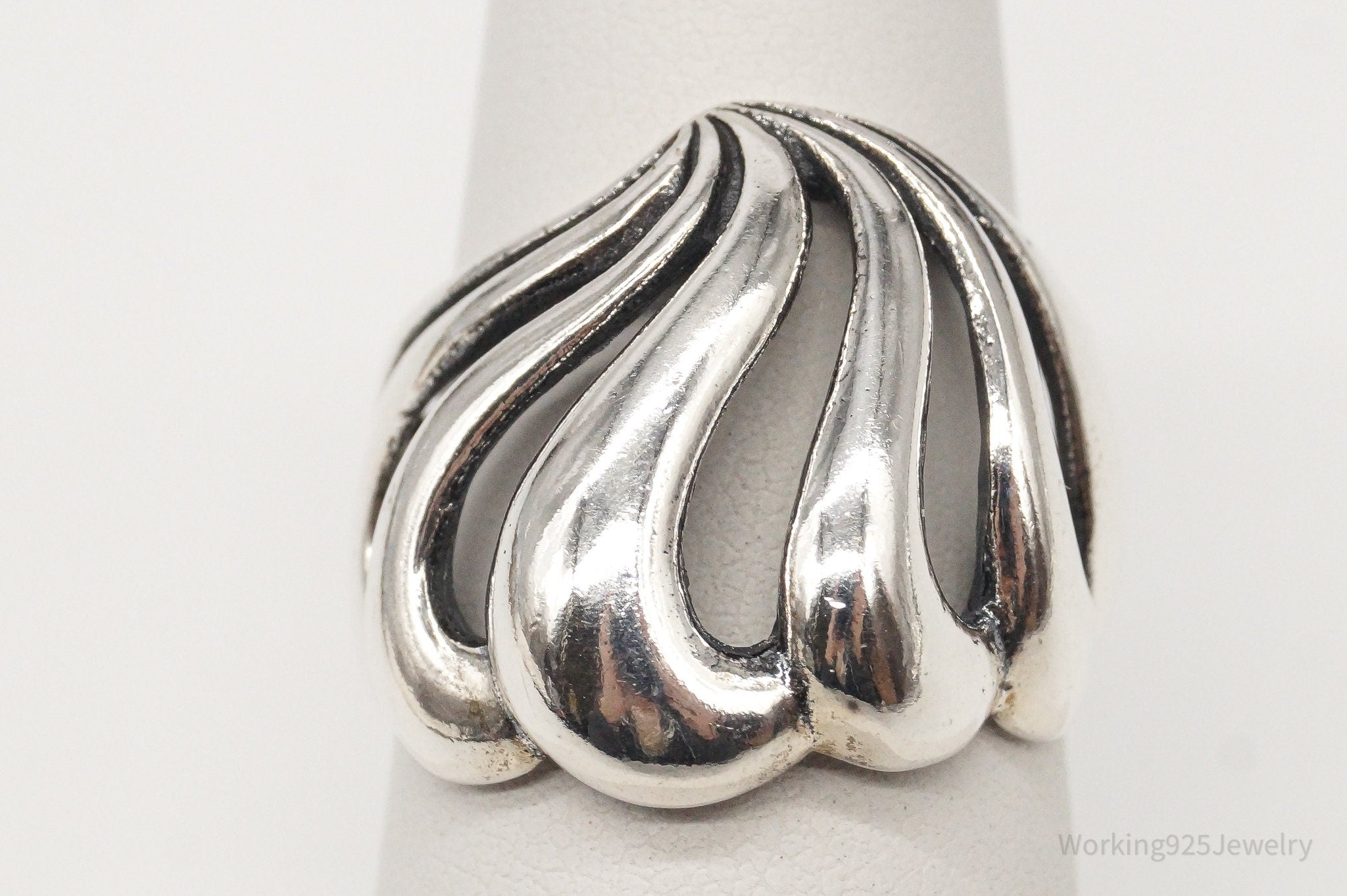 Vintage Designer KABANA Ripples Sterling Silver Ring - Size 7