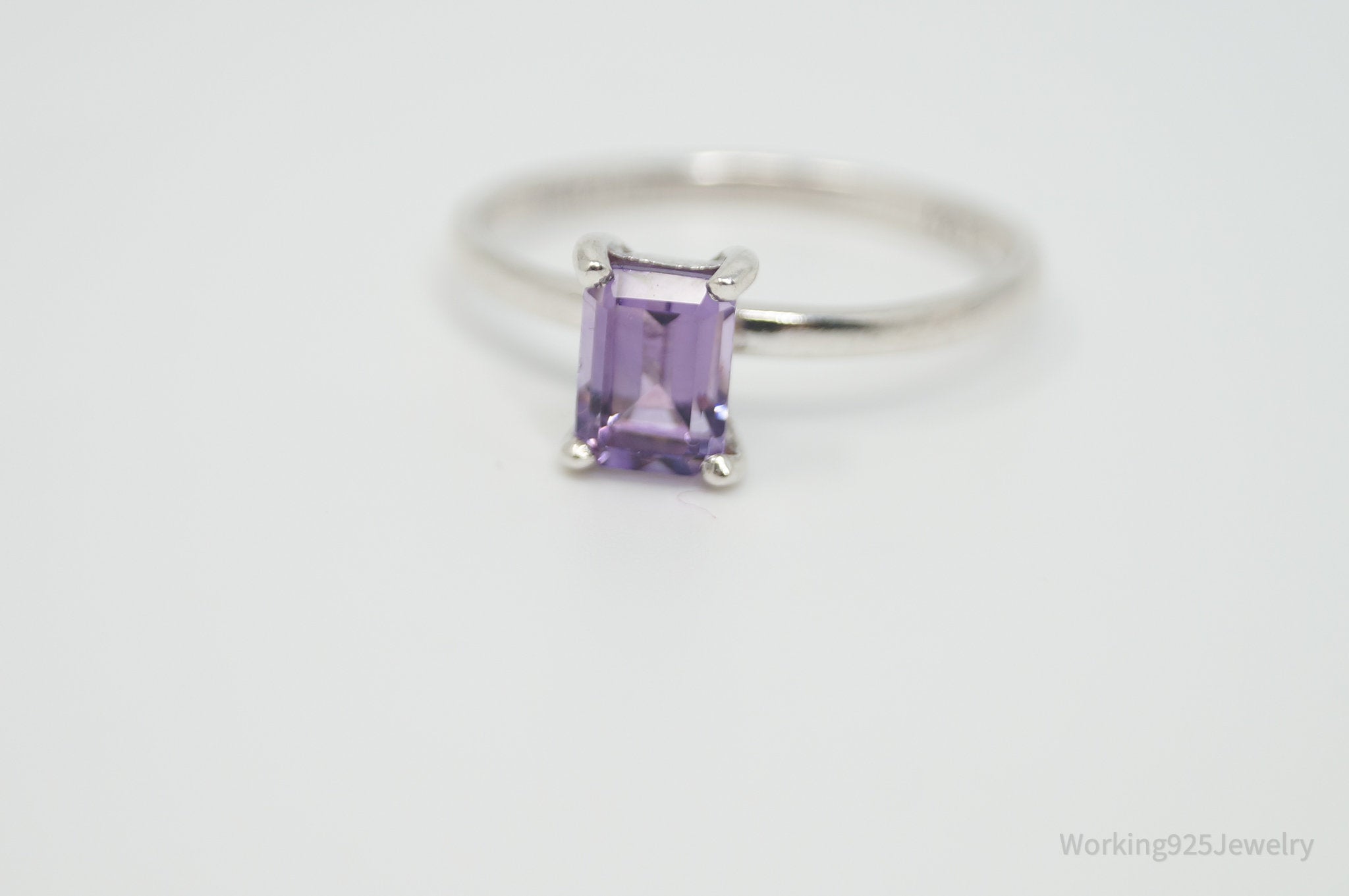 Vintage Amethyst Sterling Silver Minimalist Ring Sz 9