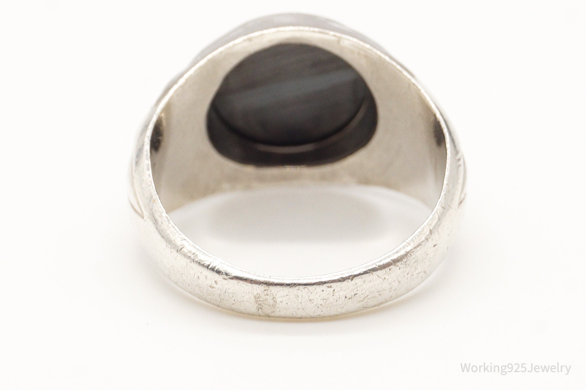 Vintage Hematite Sterling Silver Ring - Size 8.75