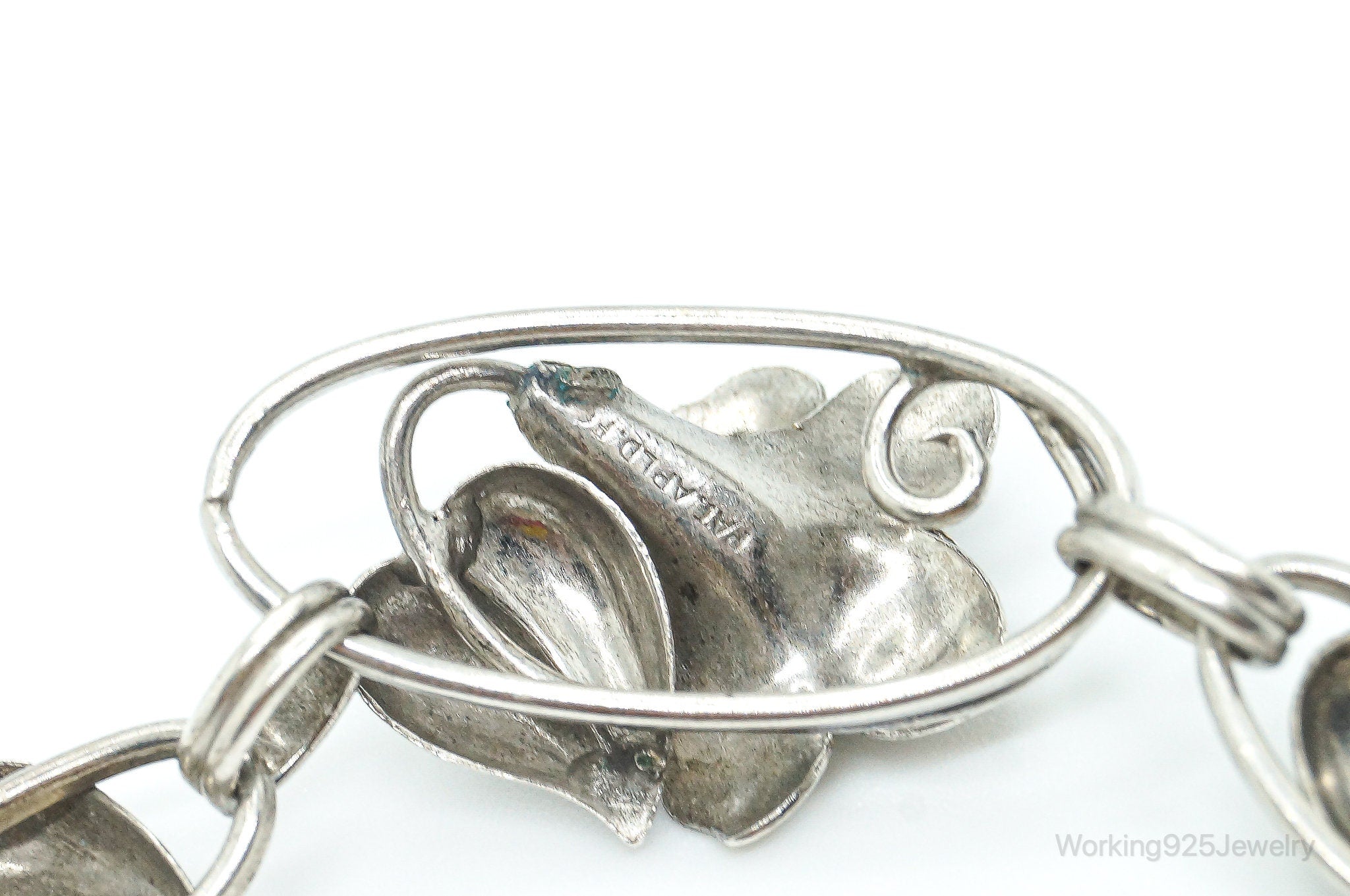 Antique Designer A-Z Flowers Sterling Silver Bracelet