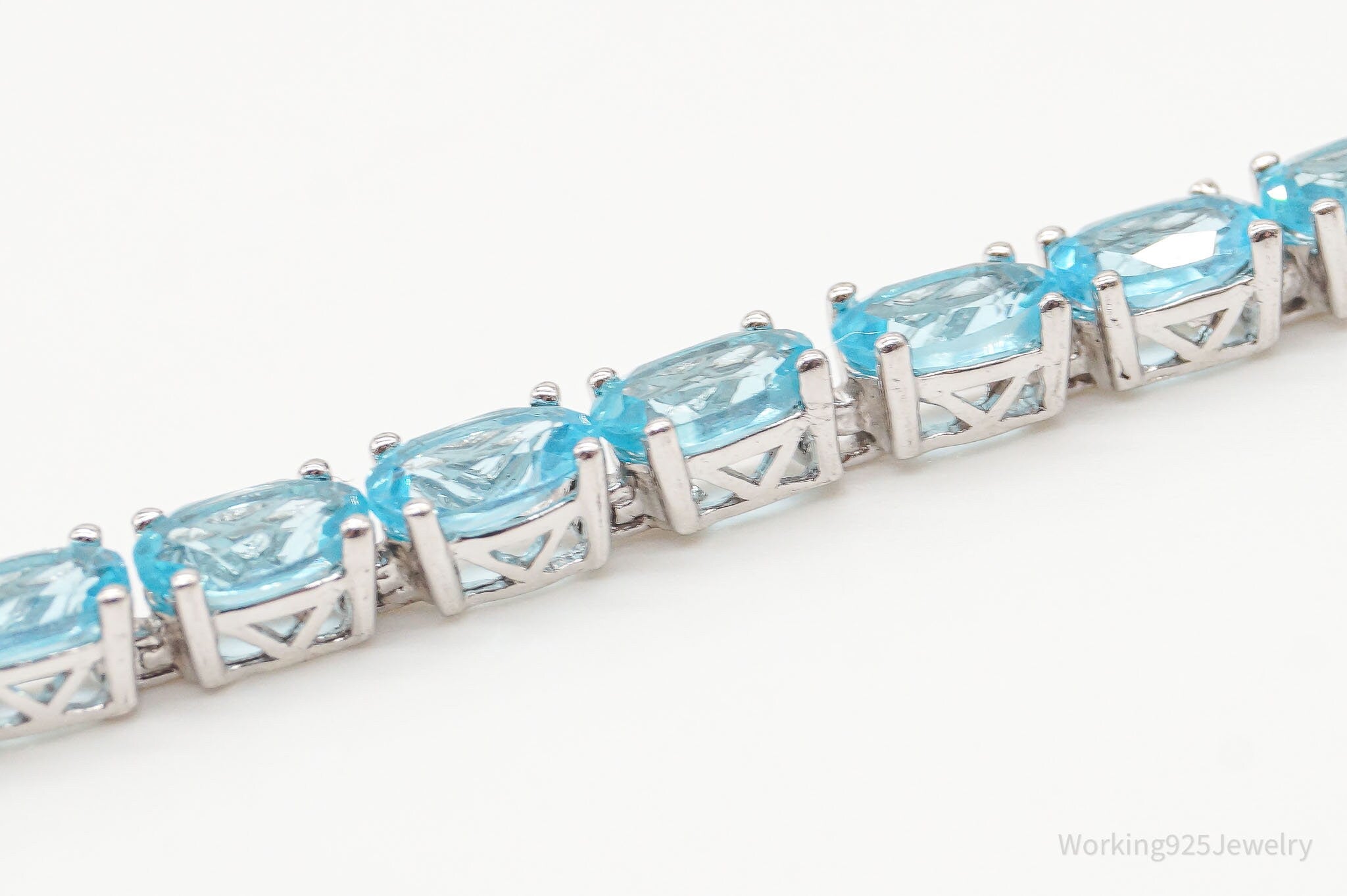 Vintage Blue Topaz Sterling Silver Tennis Bracelet