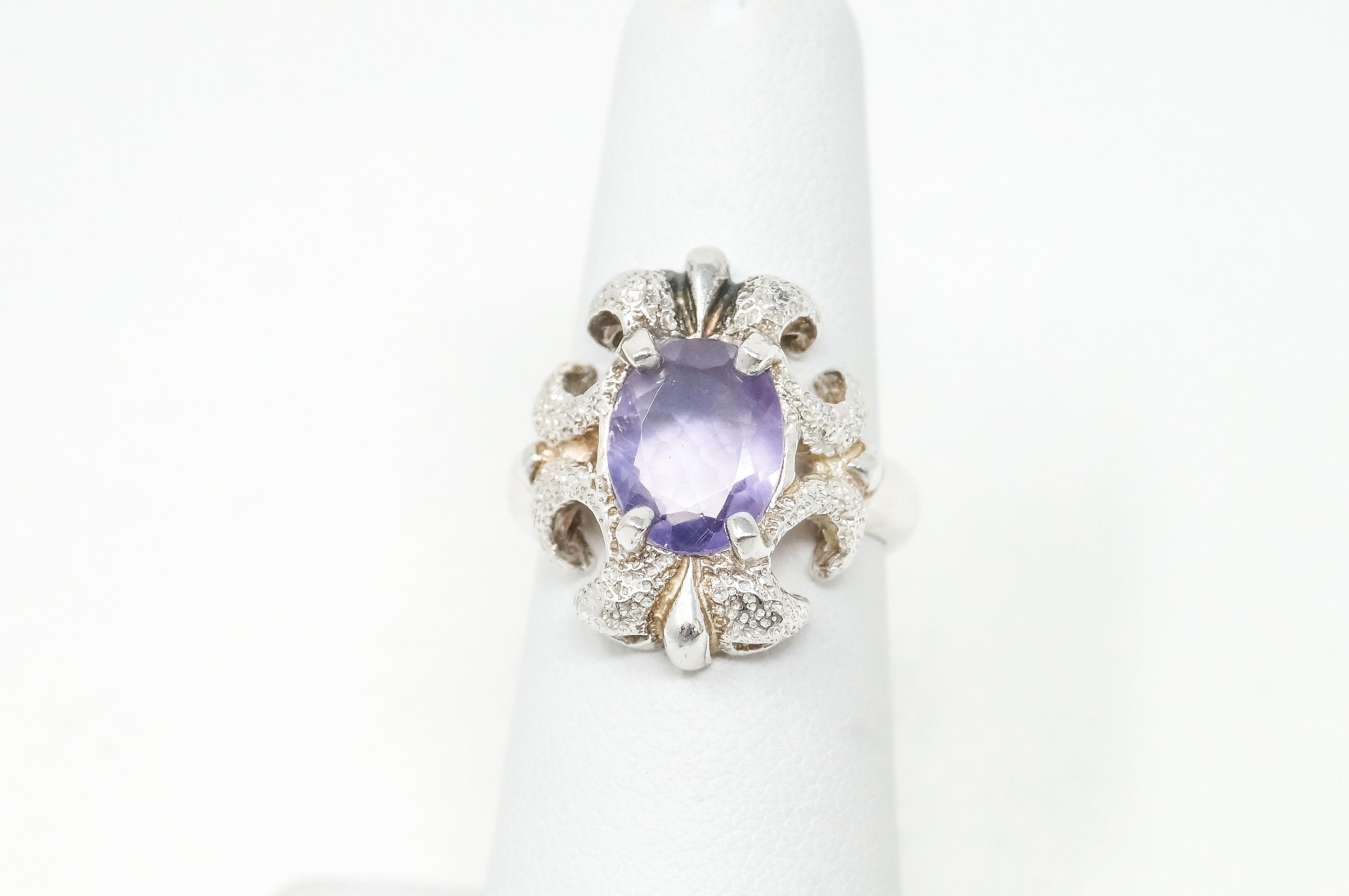 Vintage Designer Kabana KBN Amethyst Sterling Silver Ring - Sz 6 - 784100414