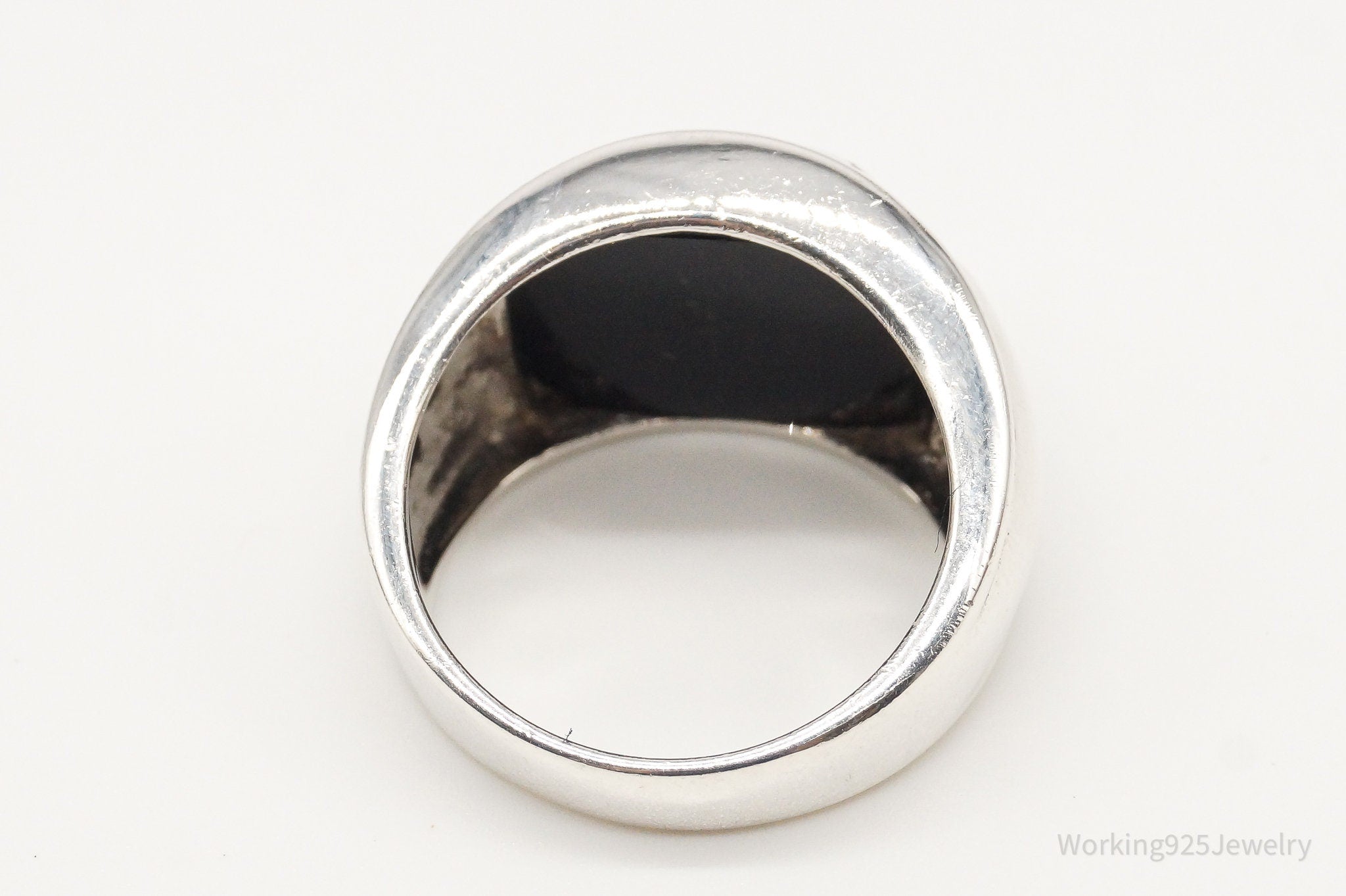 Vintage Black Onyx Vines Sterling Silver Ring - Size 7