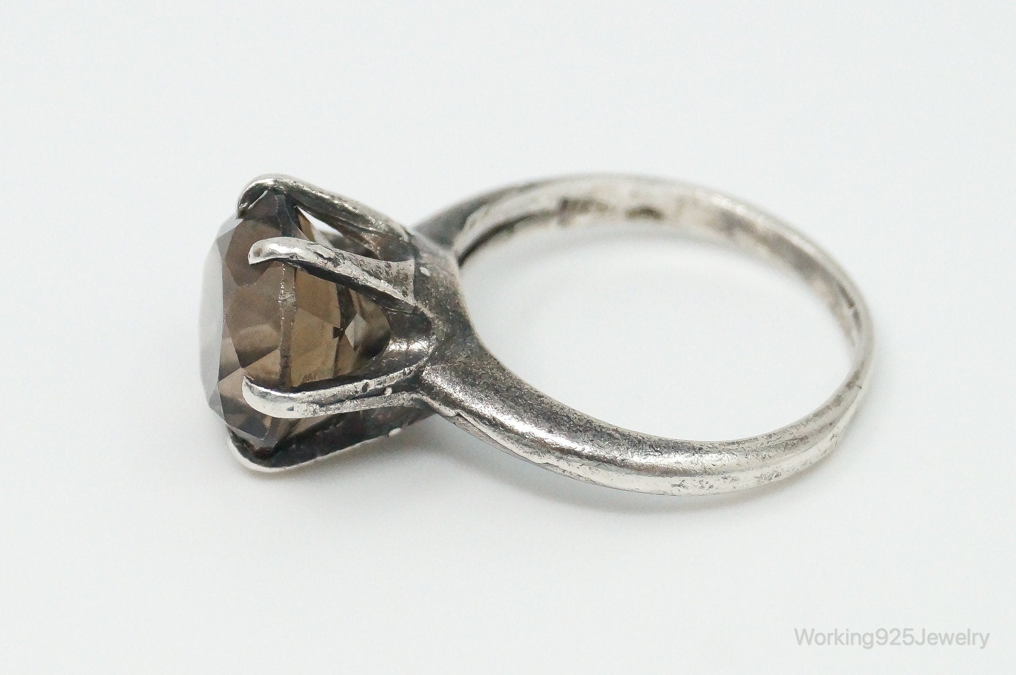 Antique Smoky Topaz Sterling Silver Ring - Size 5.25