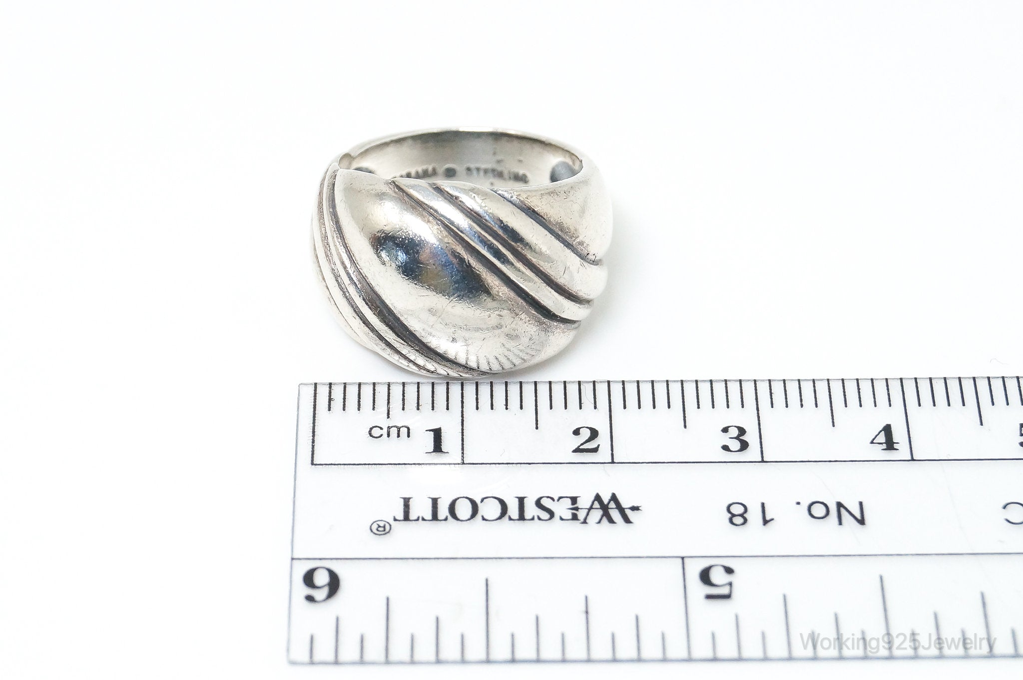 Vintage Designer Kabana Modern Puffy Sterling Silver Ring - SZ 8