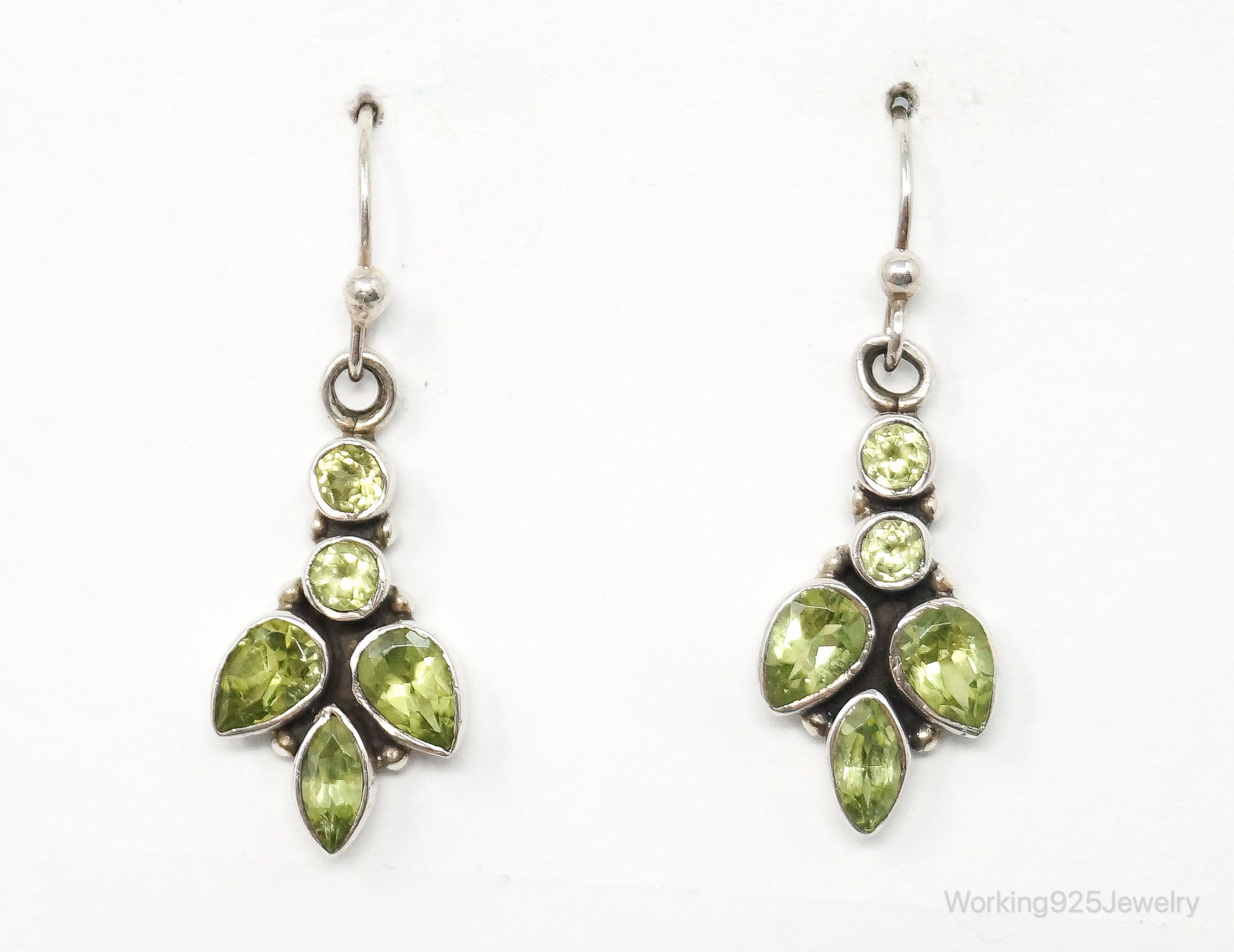 Vintage India Designer Peridot Sterling Silver Earrings