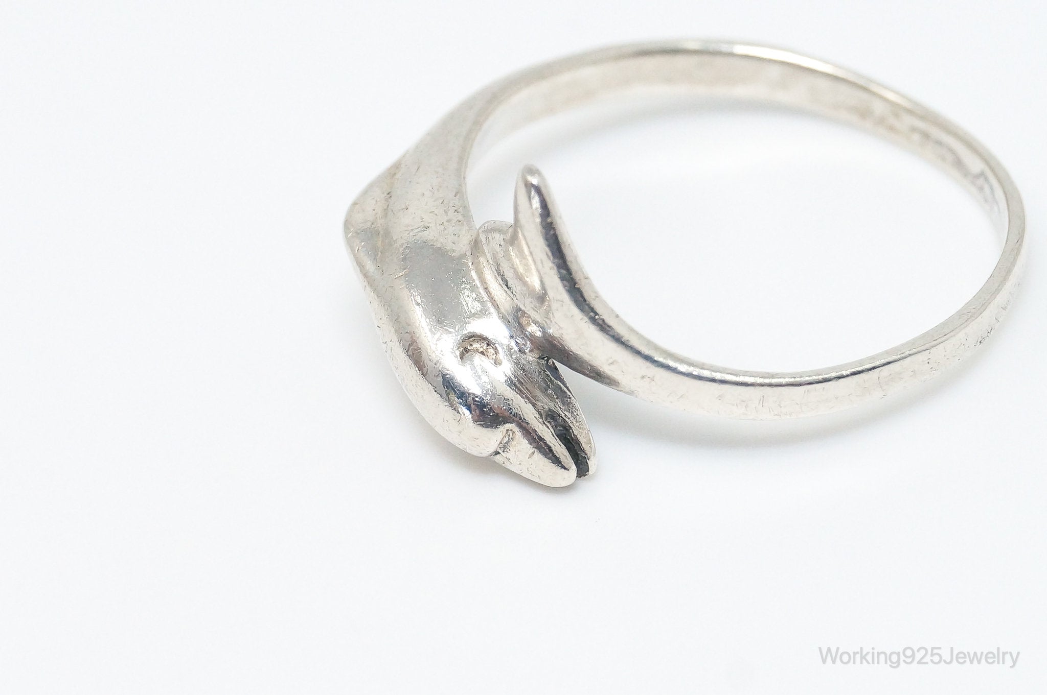 Vintage Dolphin Sterling Silver Wrap Ring - Size 6