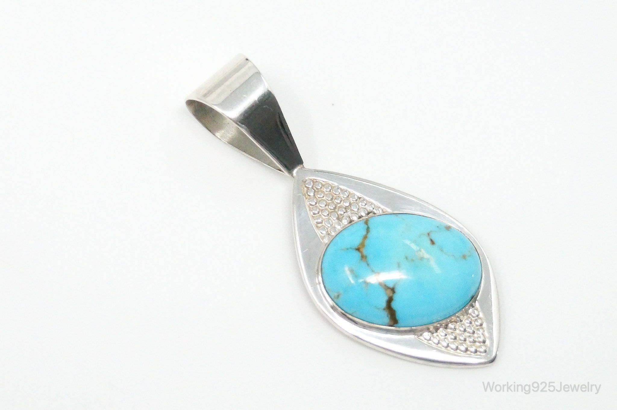 Vintage Desert Rose Trading Co Large Turquoise Sterling Silver Pendant