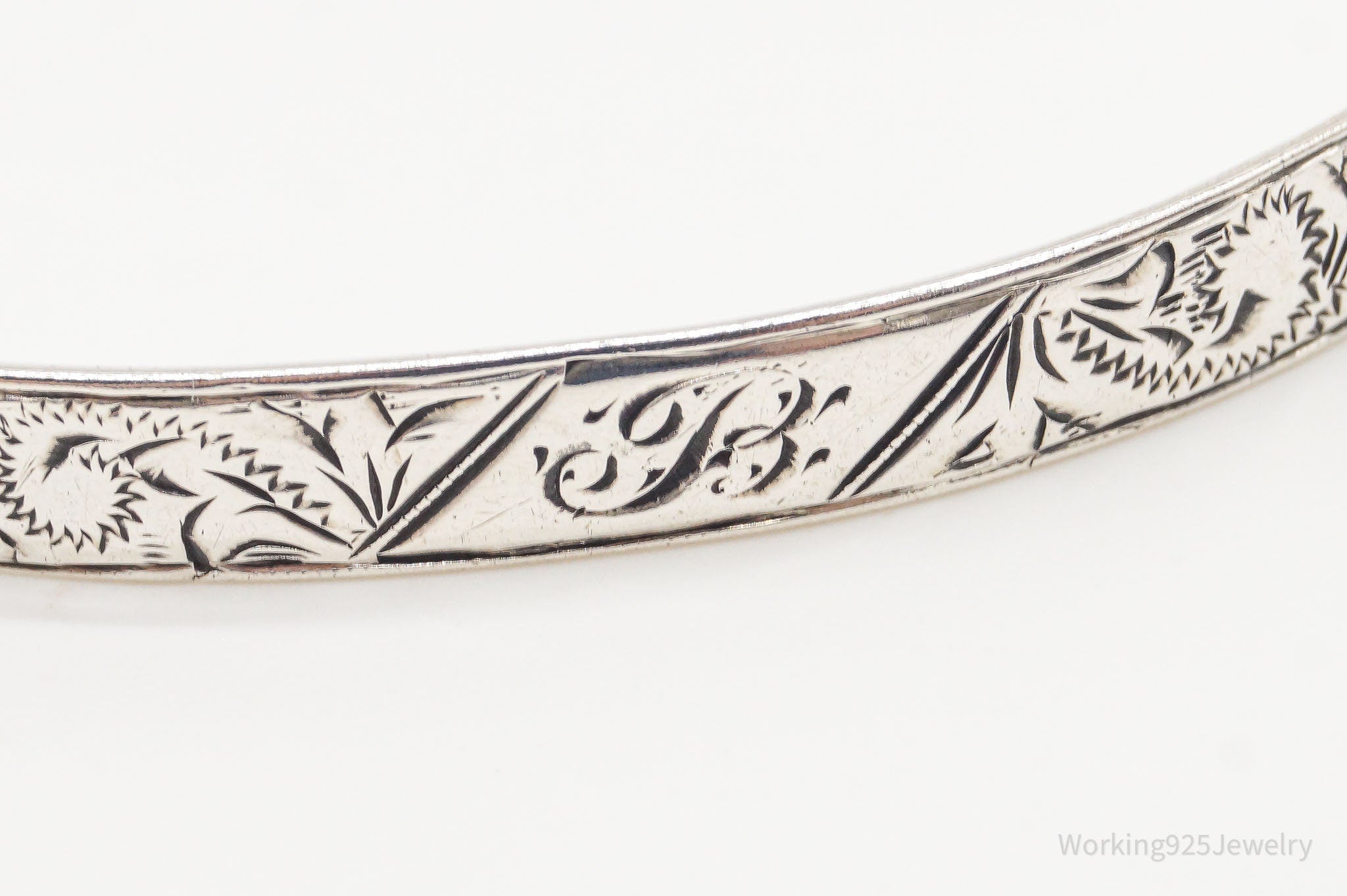 Antique Letter "B" Art Nouveau Sterling Silver Bracelet