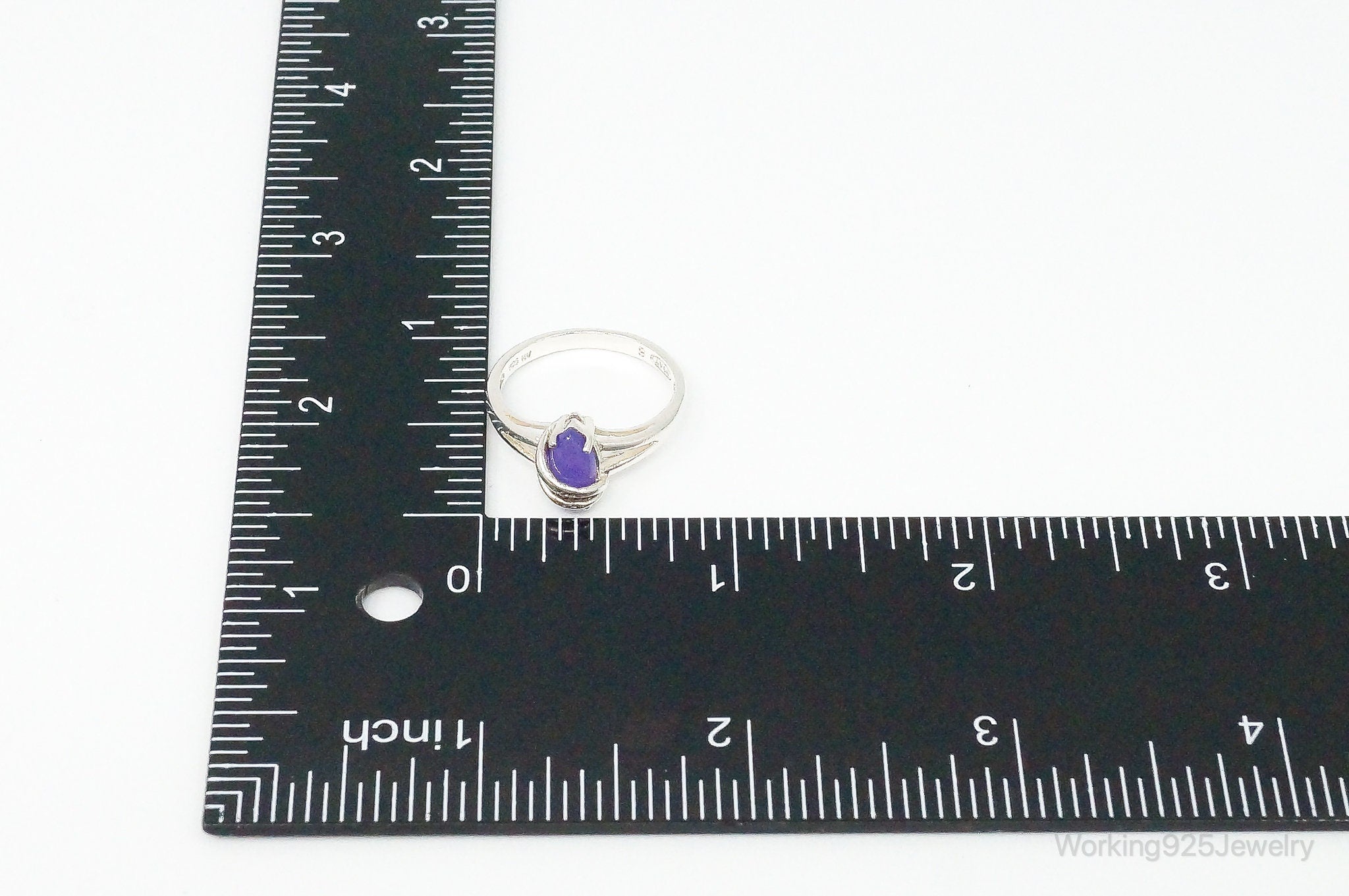 Vintage Avon Lavender Jade Sterling Silver Ring - Size 8