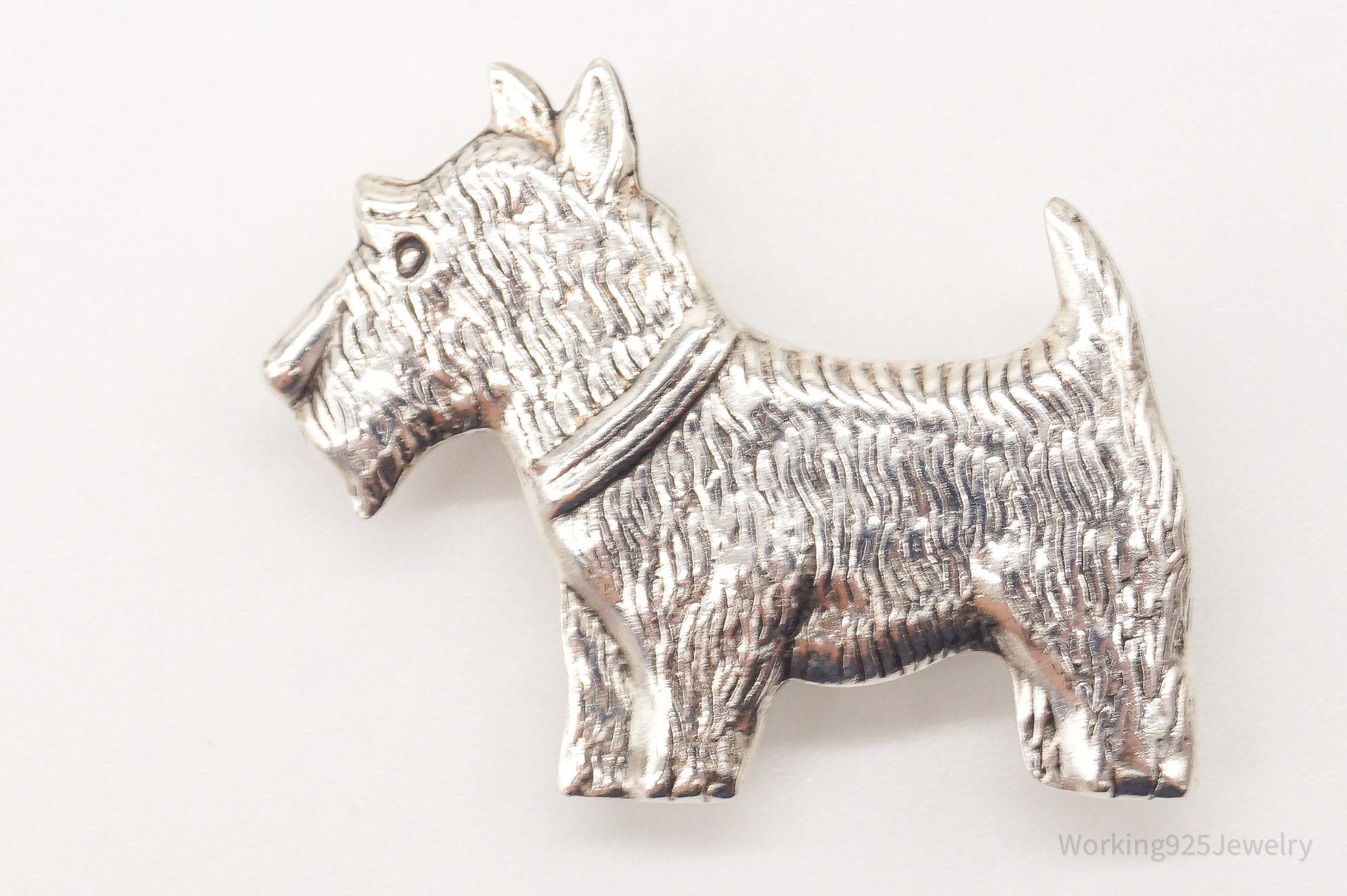 Large Vintage Scottish Scottie Dog Sterling Silver Brooch Pin