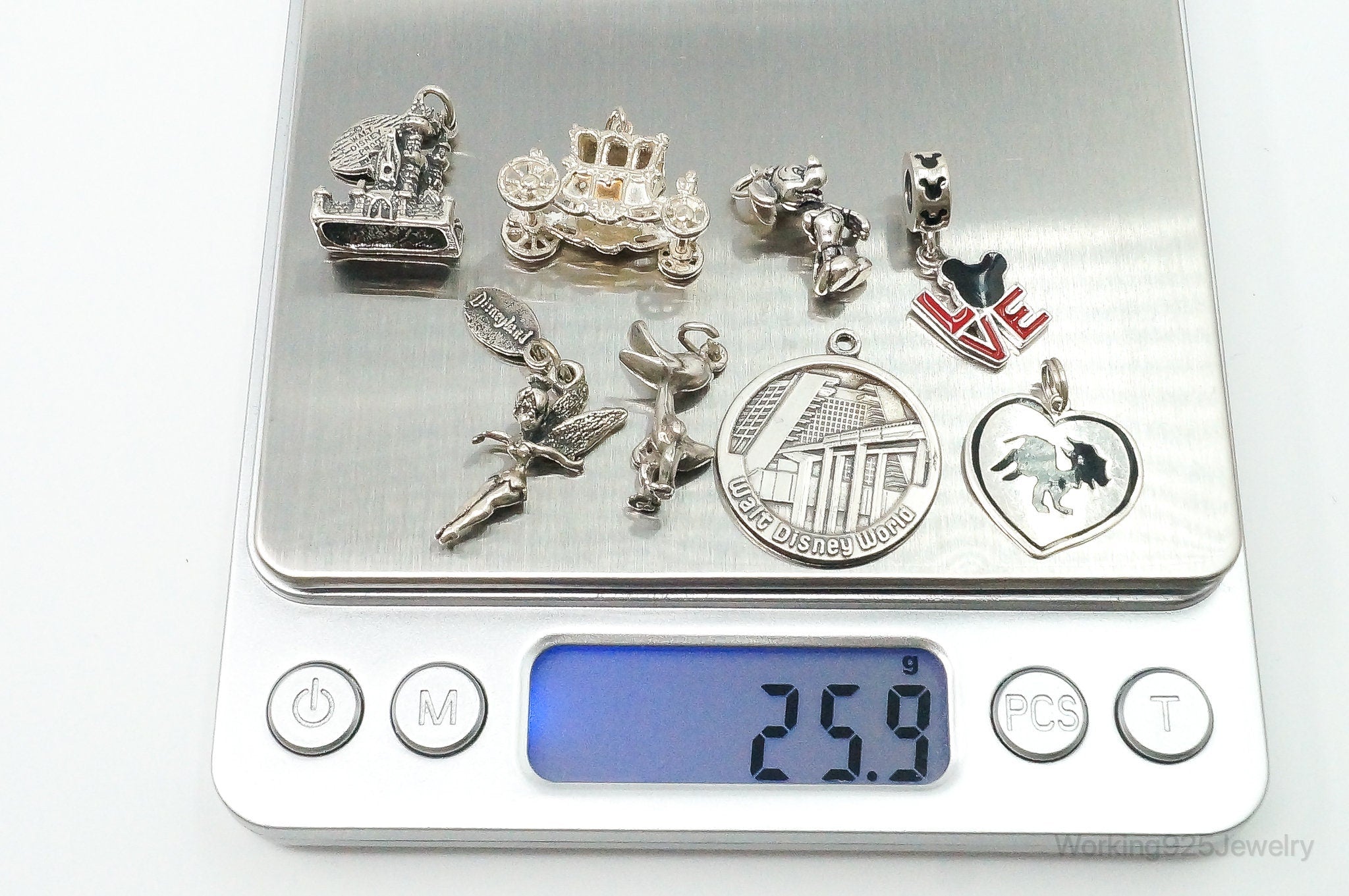 Antique Vintage Walt Disney Land Characters Sterling Silver Charm Lot