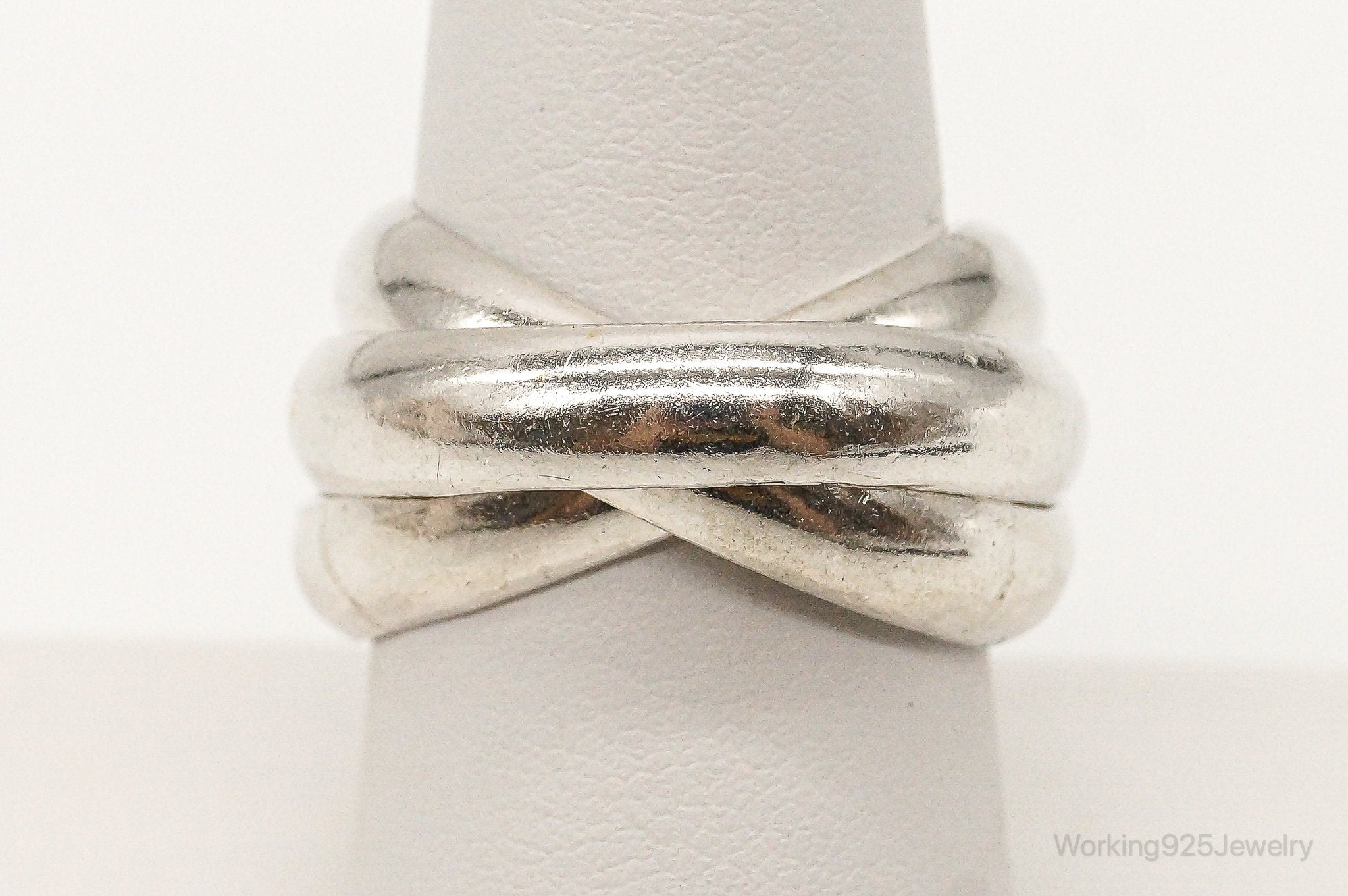 Vintage Intertwined Sleek Modern Sterling Silver Ring - Size 9.25