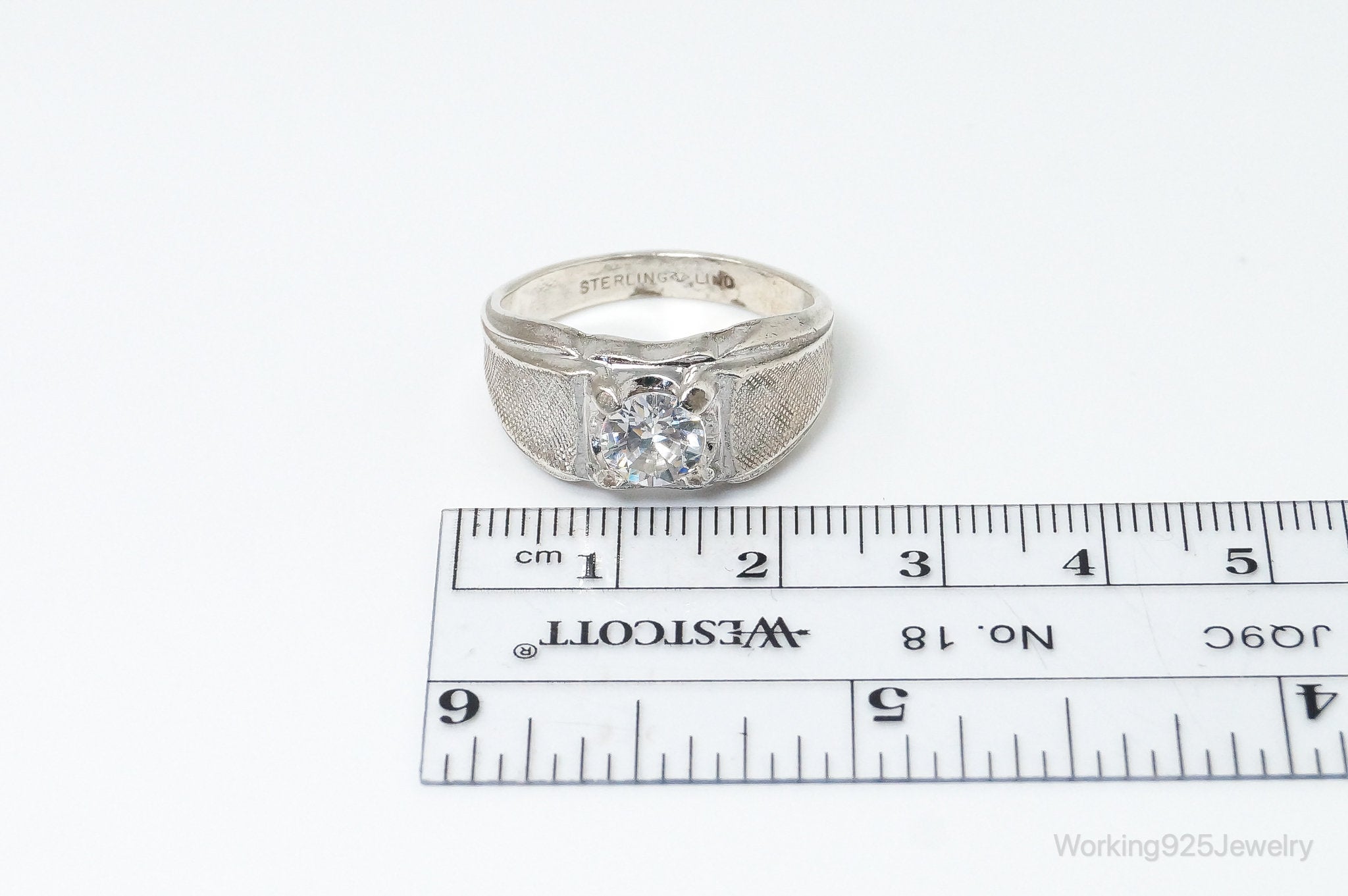 Vintage Designer LIND Cubic Zirconia Sterling Silver Ring - SZ 10