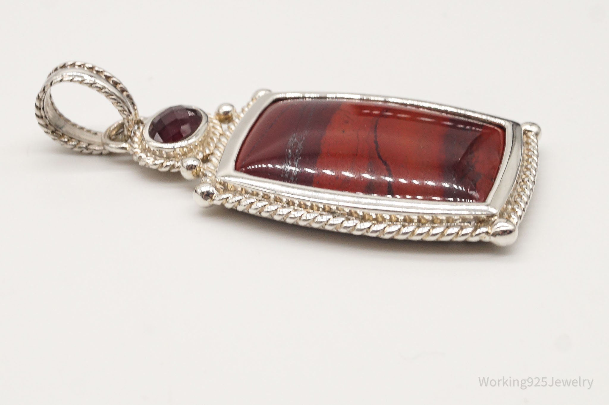 Large Designer Whitney Kelly Red Jasper Garnet Sterling Silver Pendant