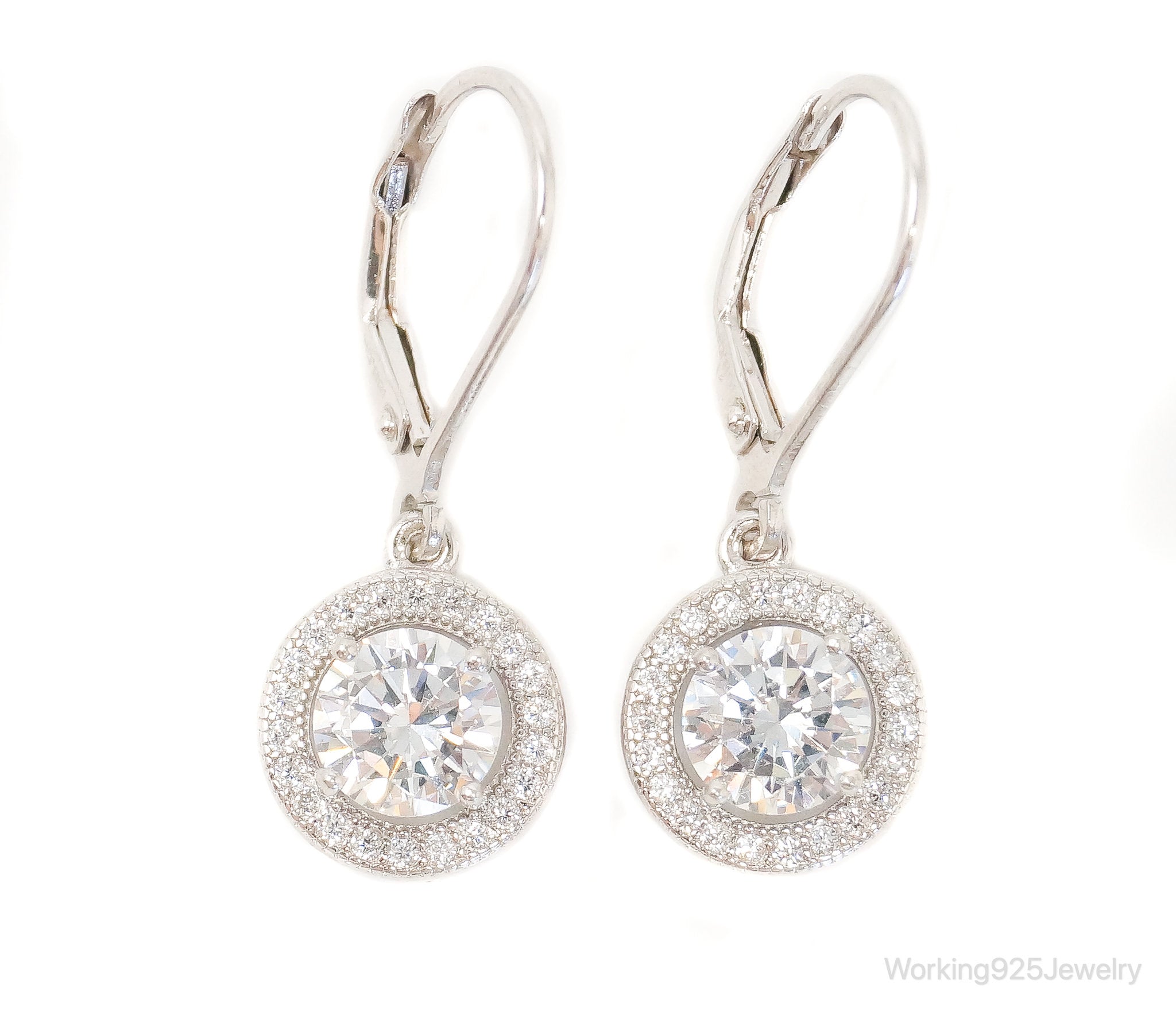 Vintage Cubic Zirconia Sterling Silver Earrings